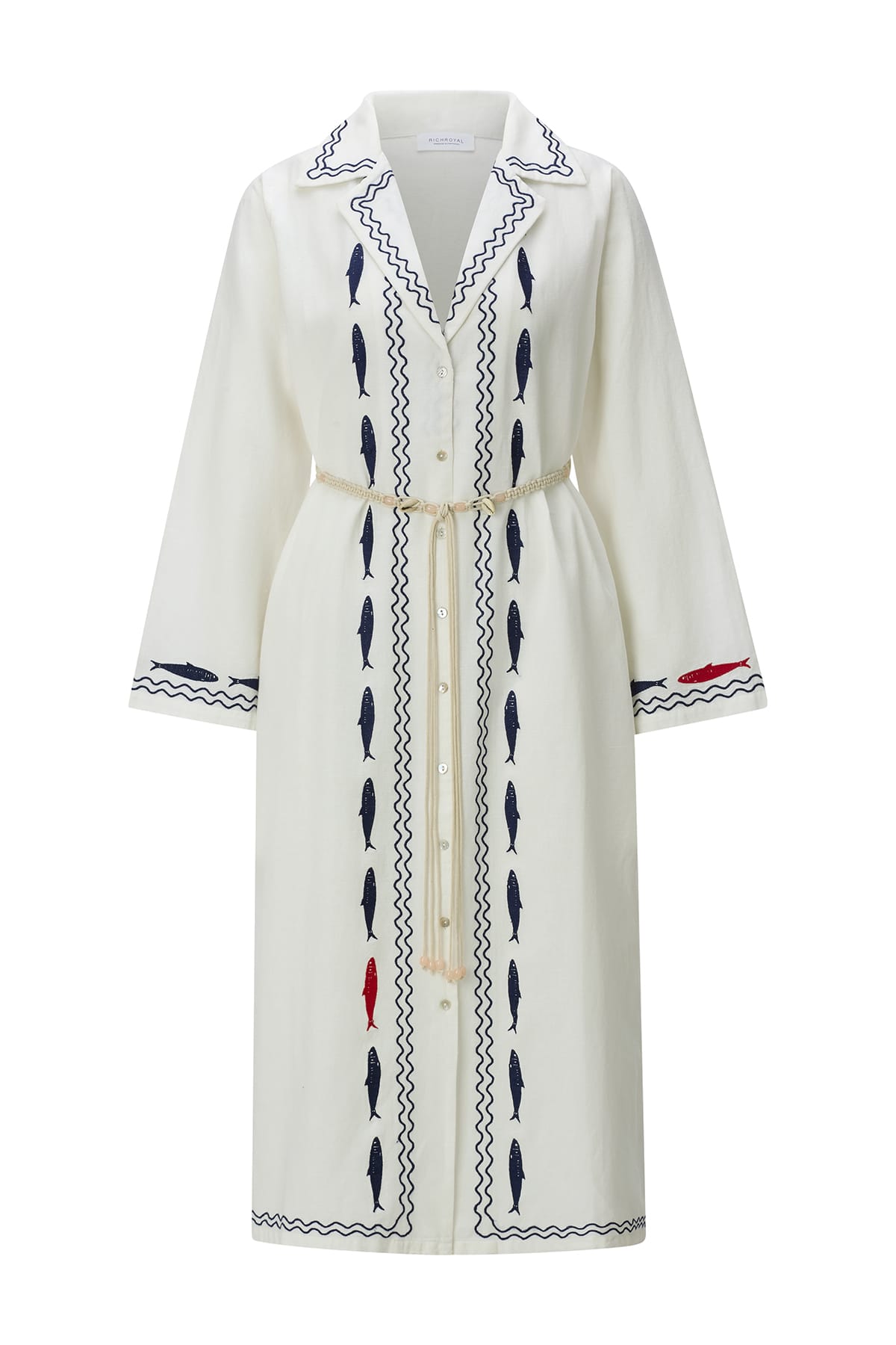 Kleid Embroidery Midi pearl white