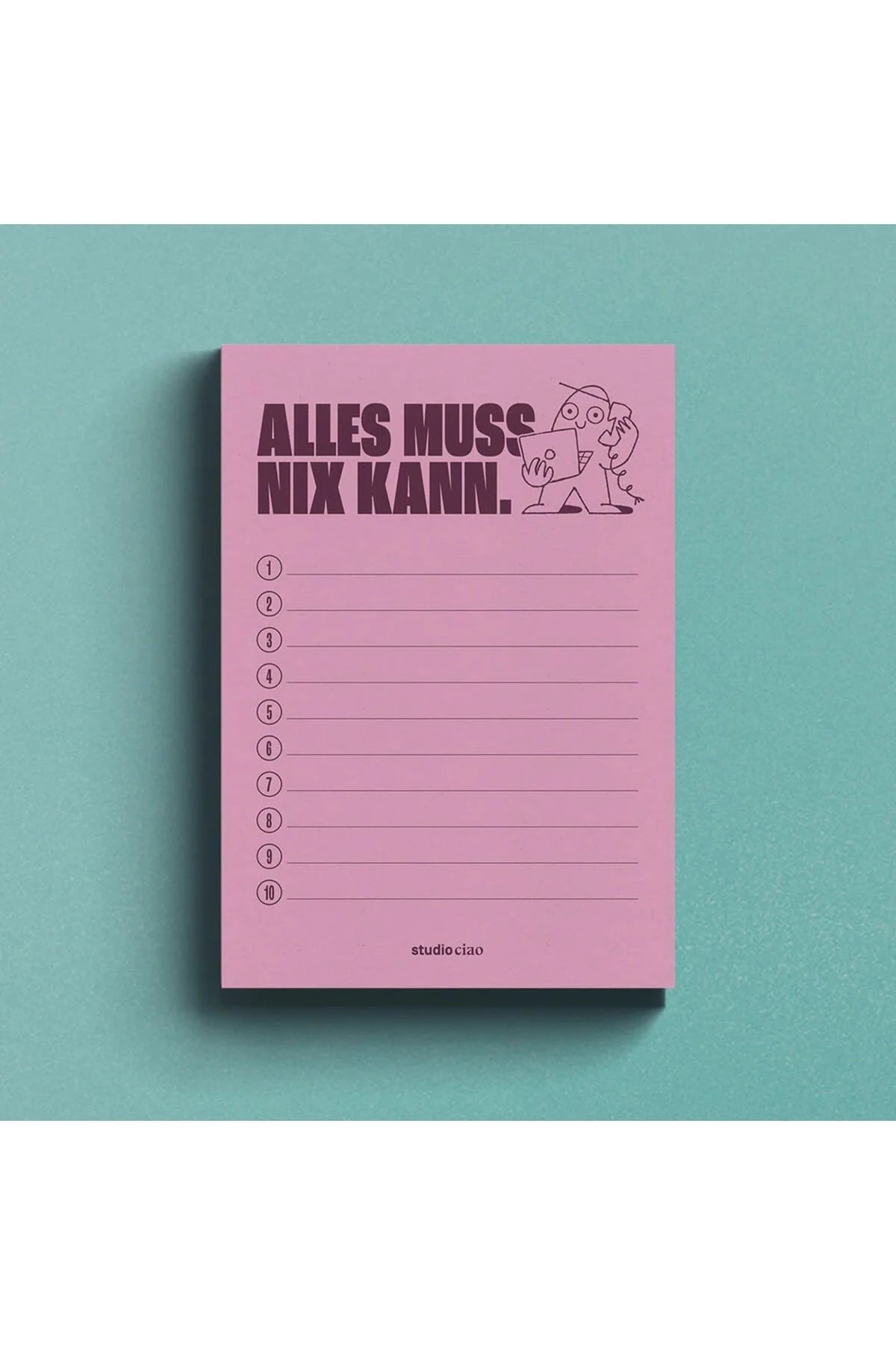 "Alles muss, nix kann" Block, 50 Seiten Weinprobe Block STUDIO CIAO