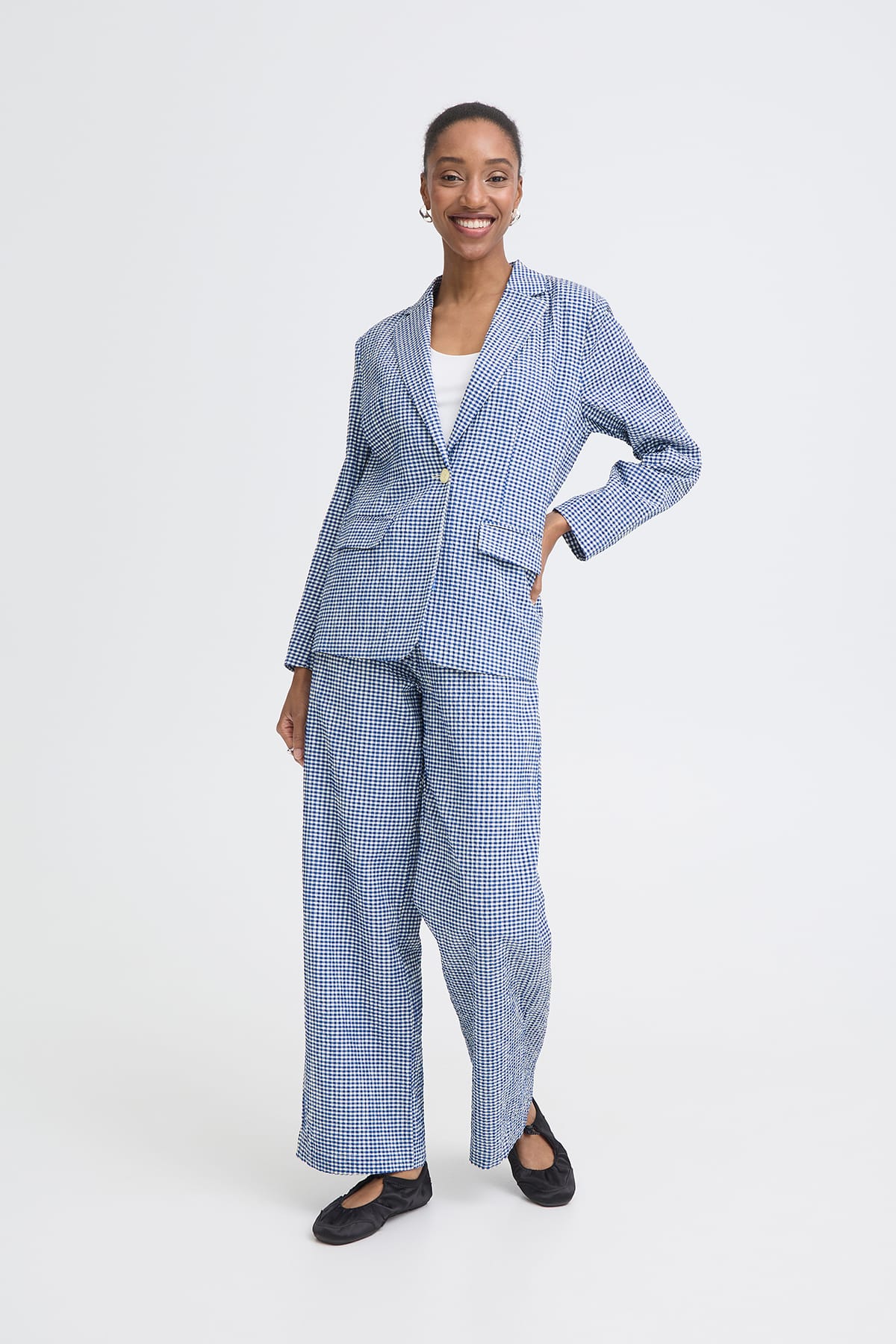 Blazer IHJILMA BL SODALITE BLUE/WHITE CHECK Blazer ICHI