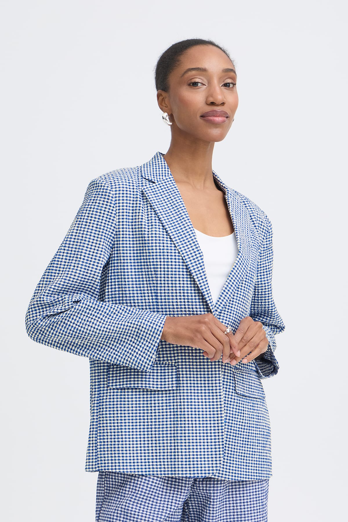 Blazer IHJILMA BL SODALITE BLUE/WHITE CHECK Blazer ICHI