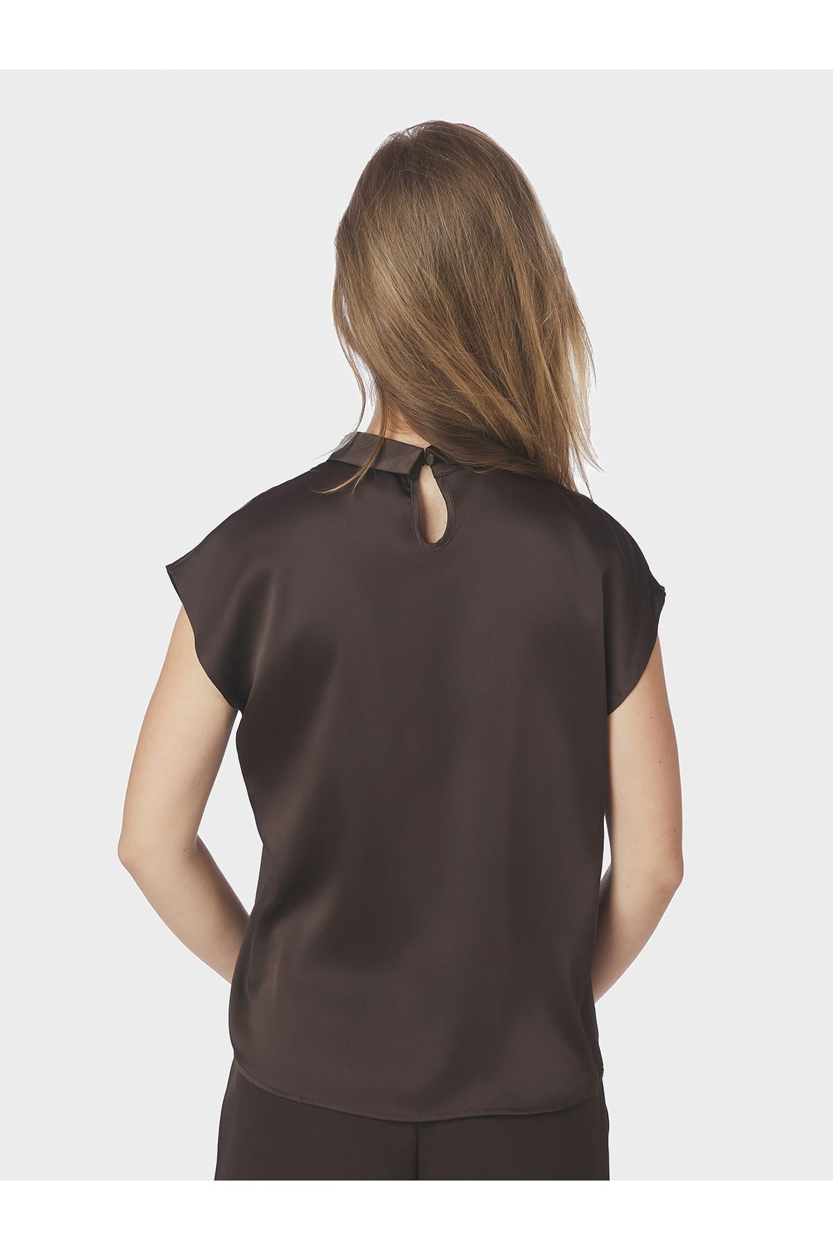 Bluse Fleur Drapy Satin Dark brown Bluse Neo Noir