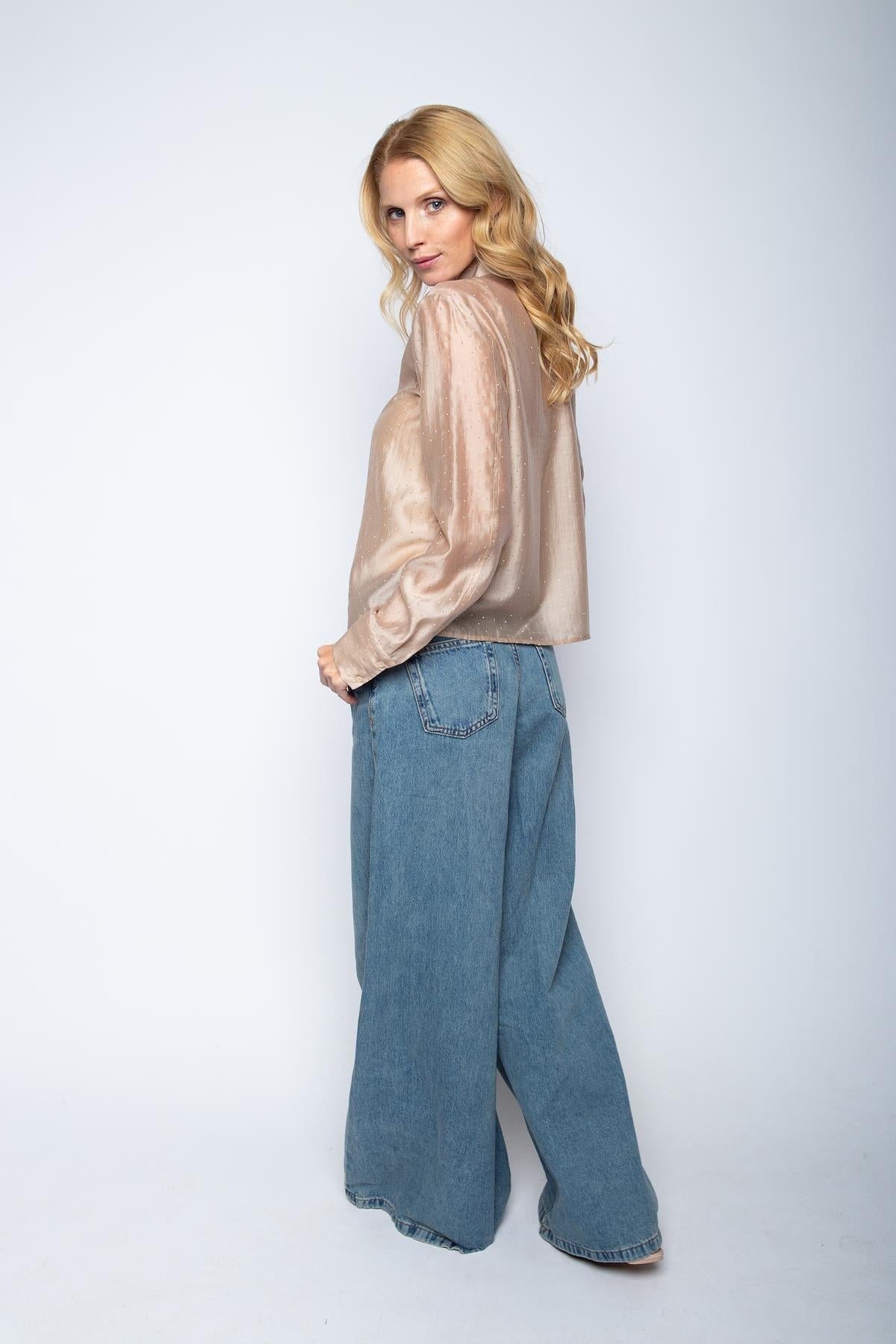 Bluse mit klassischem Kragen nude with sparkles Bluse Emily van den Bergh
