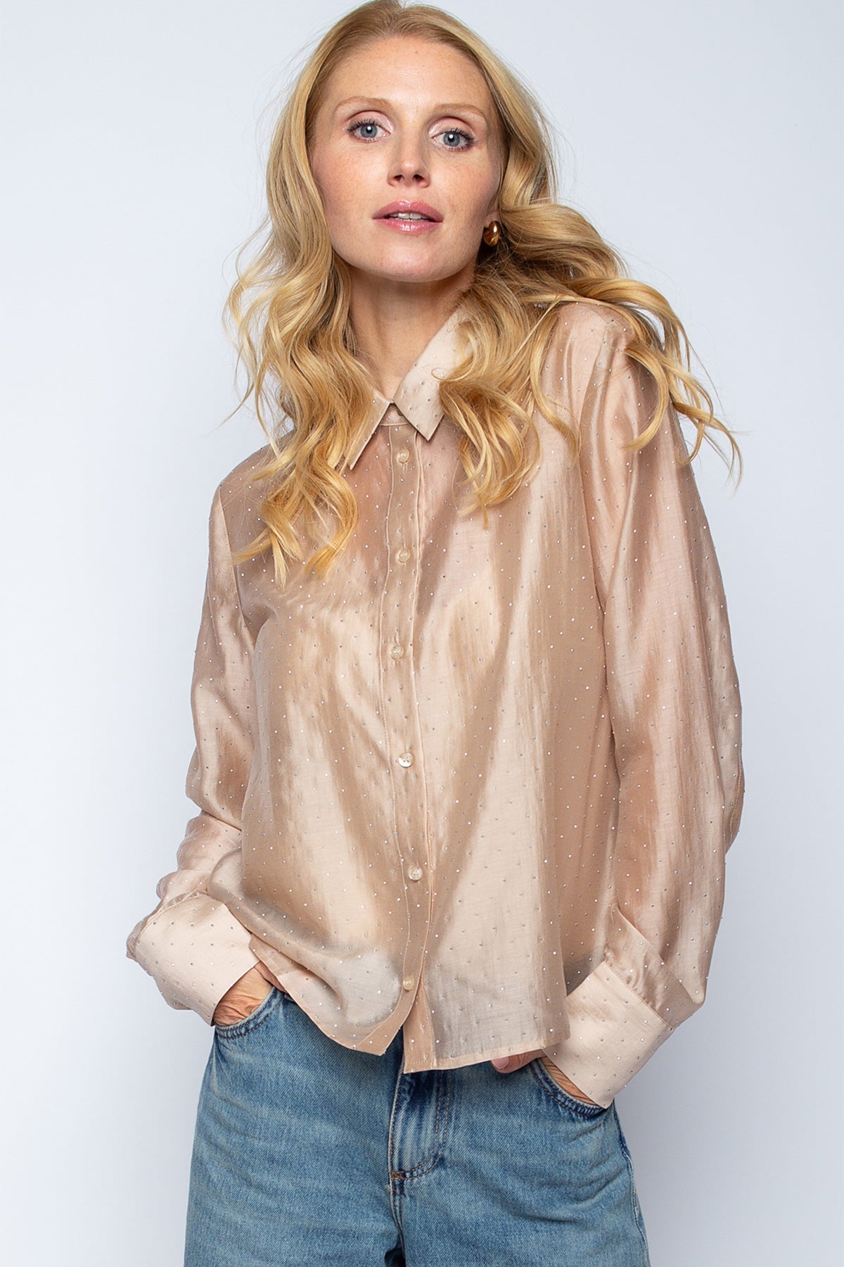 Bluse mit klassischem Kragen nude with sparkles Bluse Emily van den Bergh