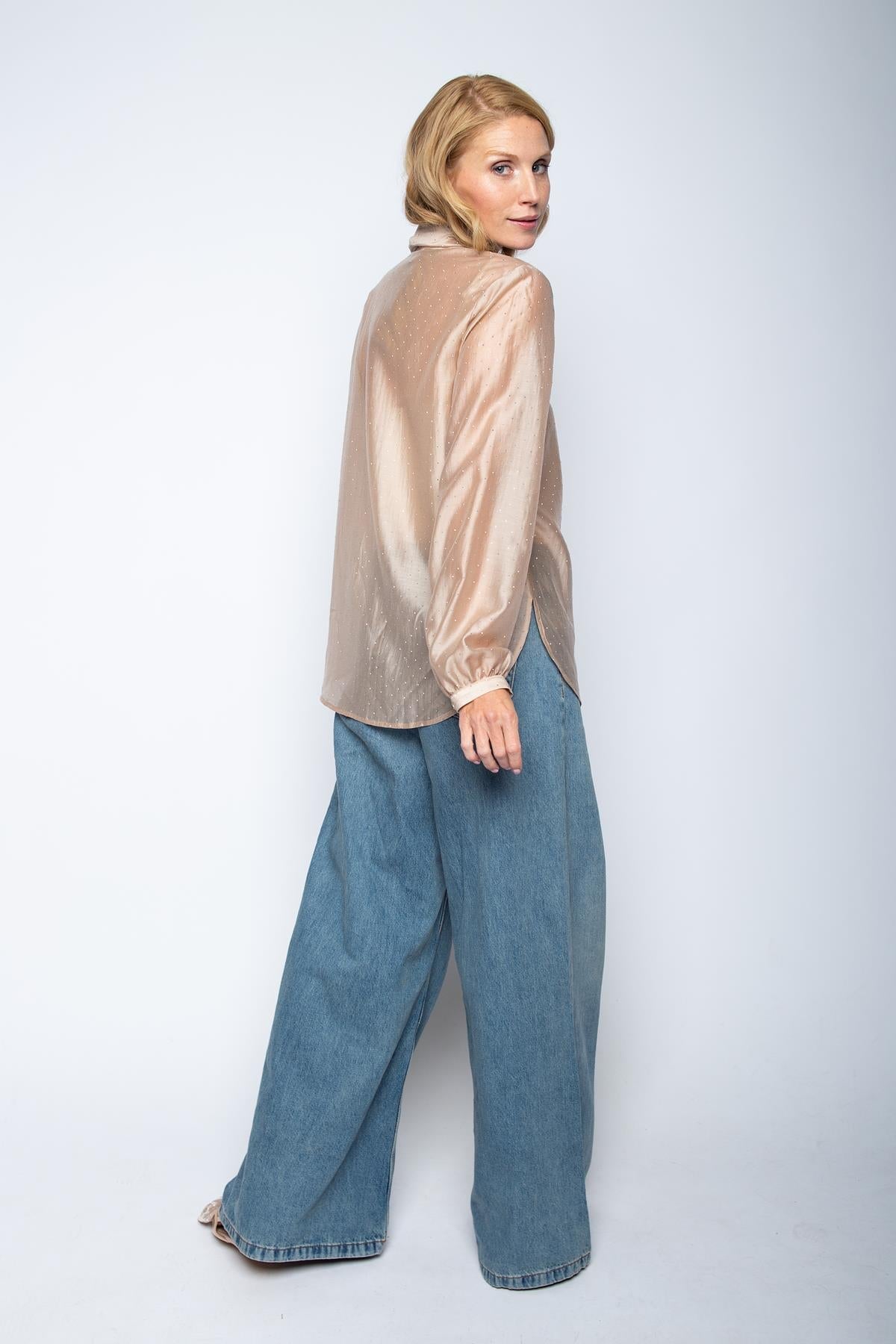 Bluse mit Schluppe nude with sparkles Bluse Emily van den Bergh