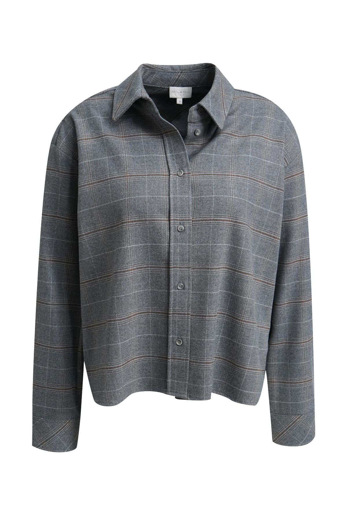 Bluse oversized shirt blouse, 1/1 sleeve grey melange print Bluse Milano