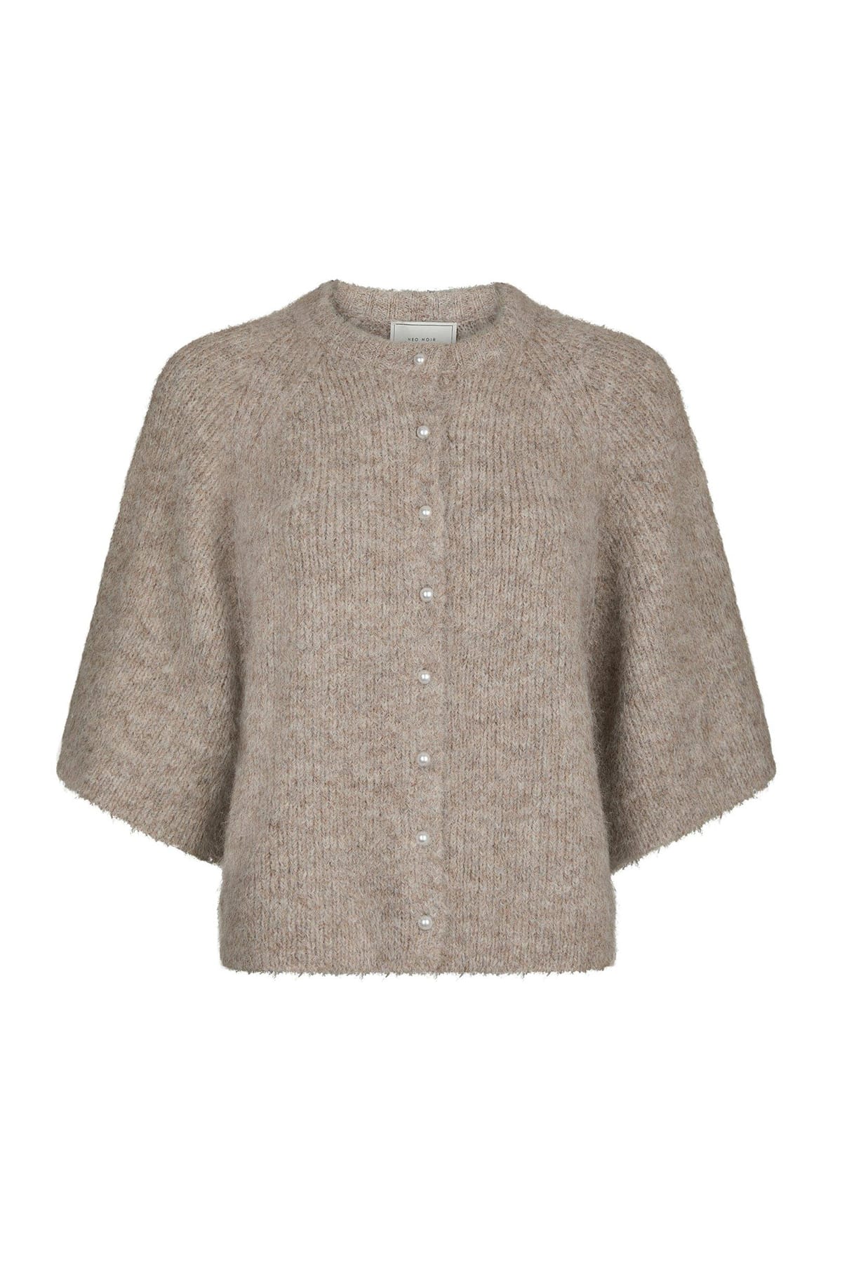 Cardigan Amaya Fluffy Knit Cardigan Beige Melange Cardigan Neo Noir