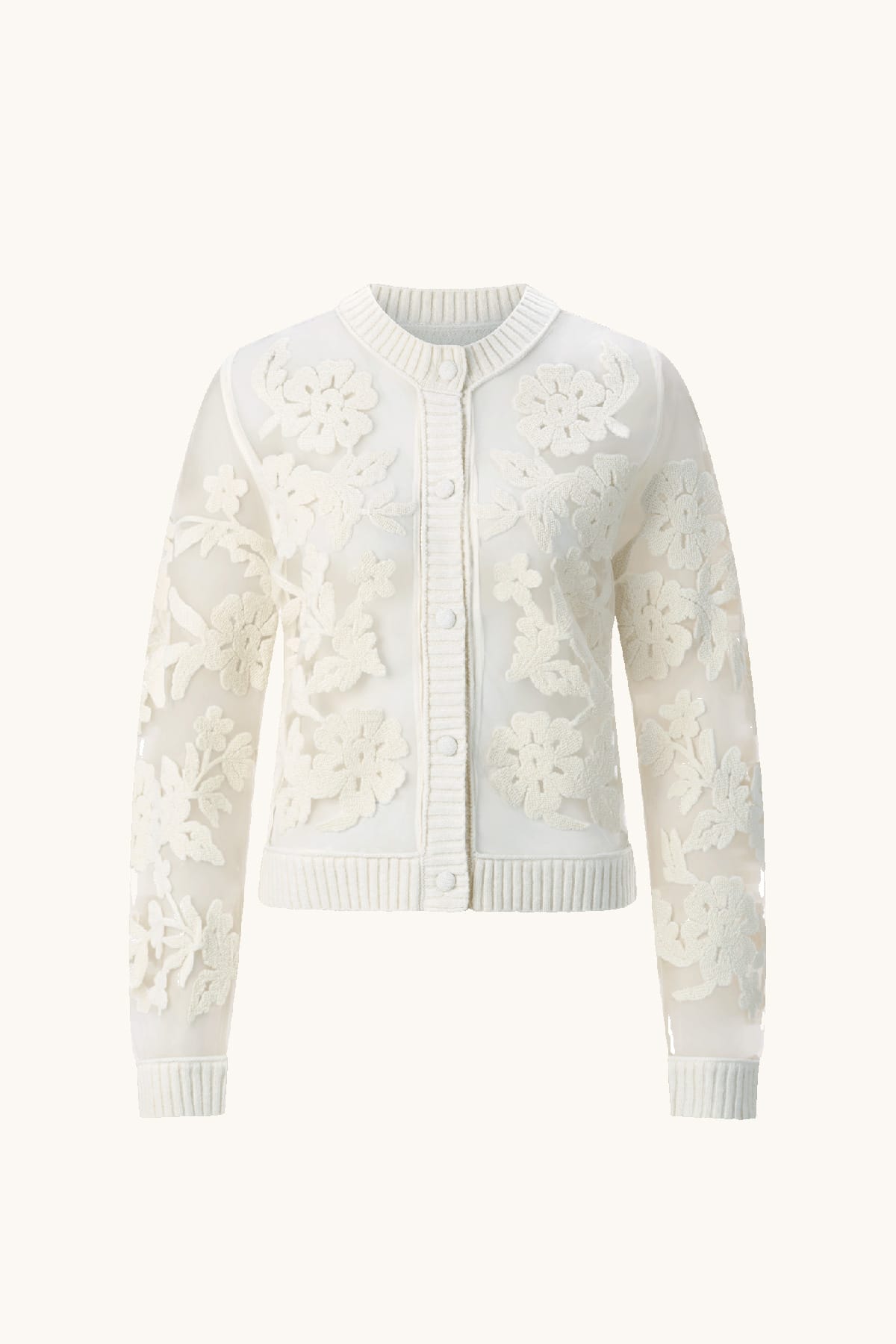 Cardigan CNK Cardi with Mesh Embro pearl white Cardigan Rich&Royal