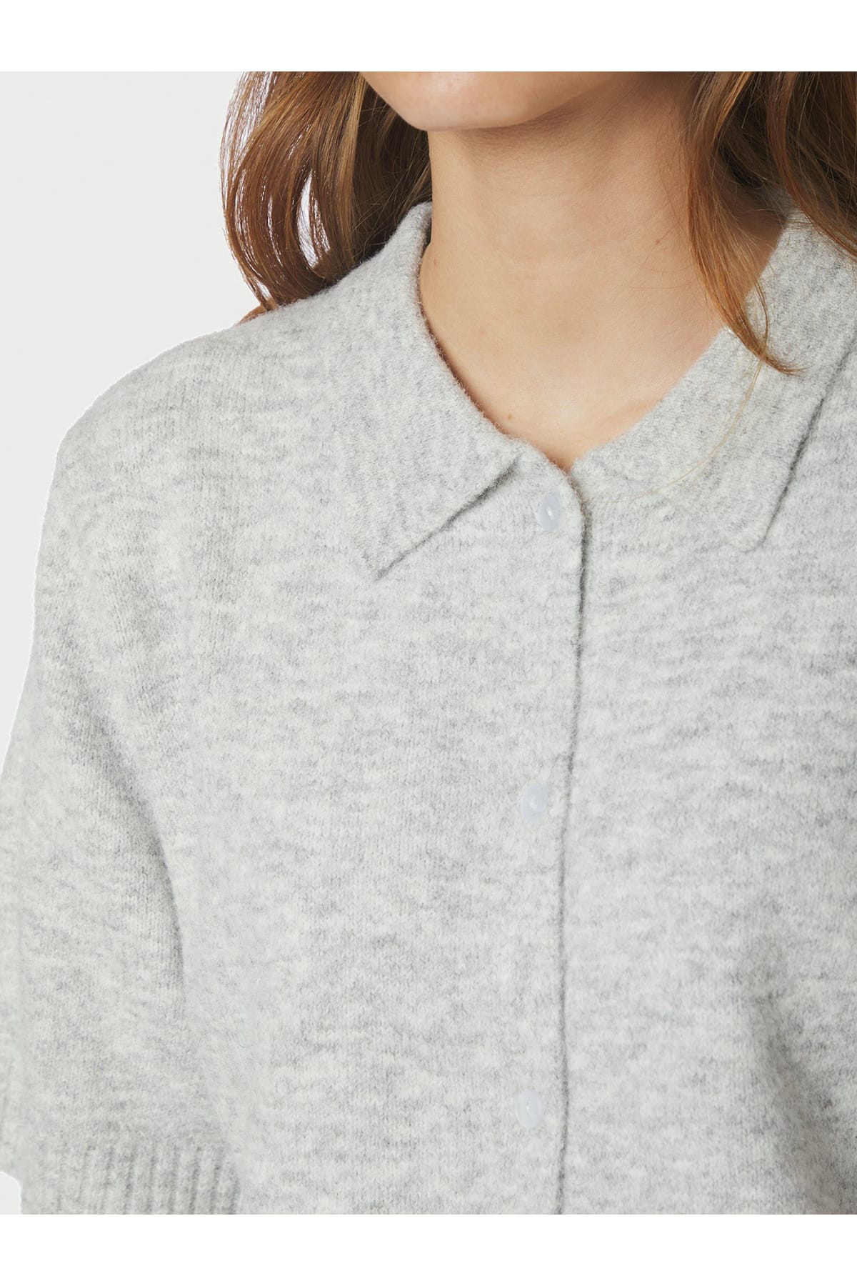 Cardigan Cunna Knit Blouse Light Grey Melange Cardigan Neo Noir