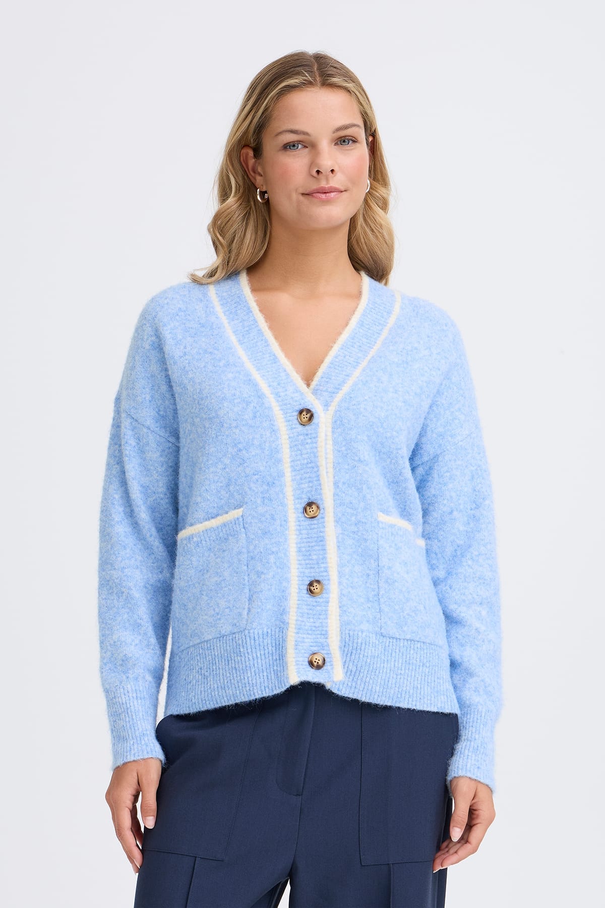 Cardigan FRKENDRA CAR 2 DELLA ROBBIA BLUE MEL. STRIPE Cardigan Fransa
