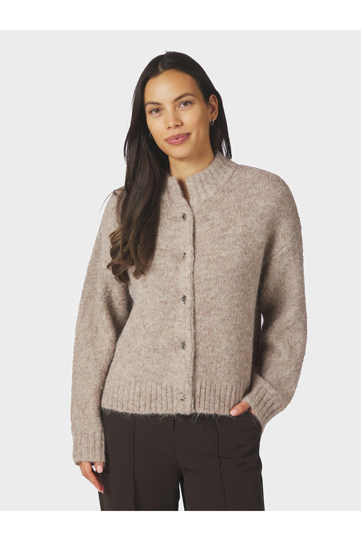 Cardigan Taura Fluffy Knit Beige Melange Cardigan Neo Noir