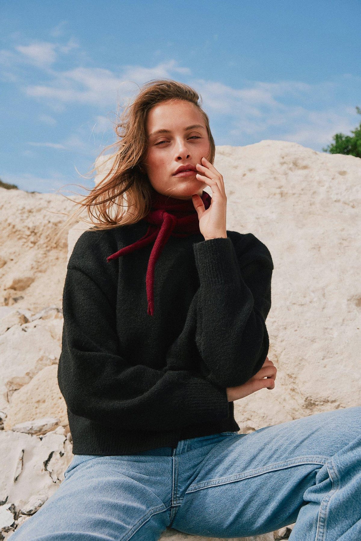 Halstuch Misty Knit Scarf Wine Halstuch Neo Noir