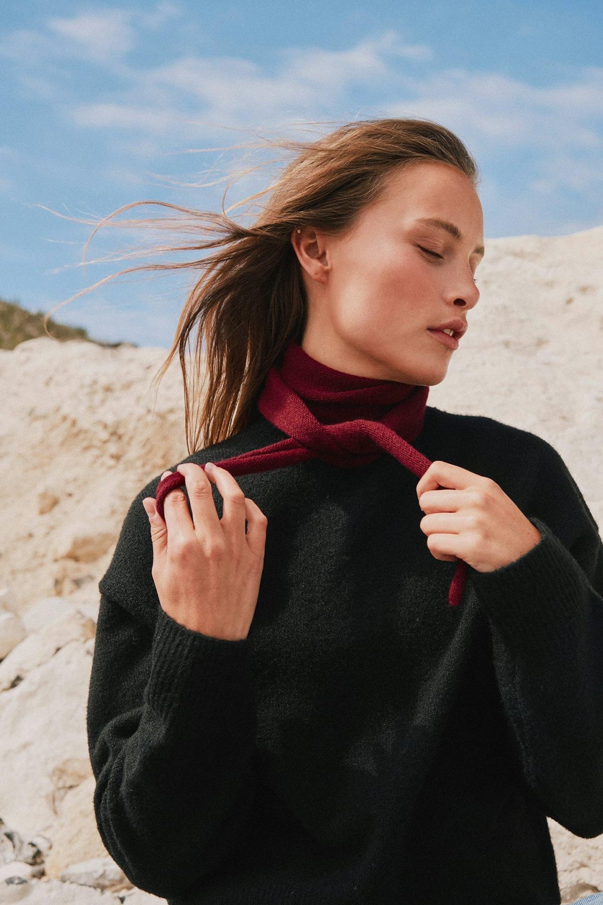 Halstuch Misty Knit Scarf Wine Halstuch Neo Noir