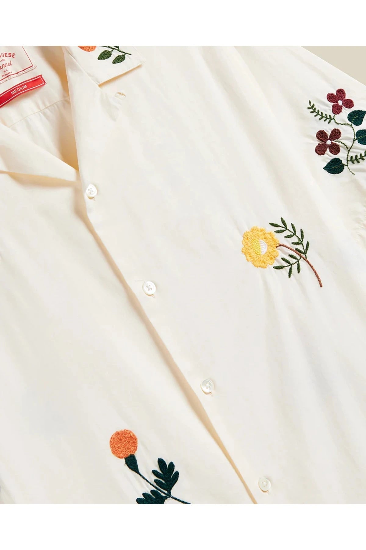 Hemd Emboidery Flowers Creme Hemd Portuguese Flannel