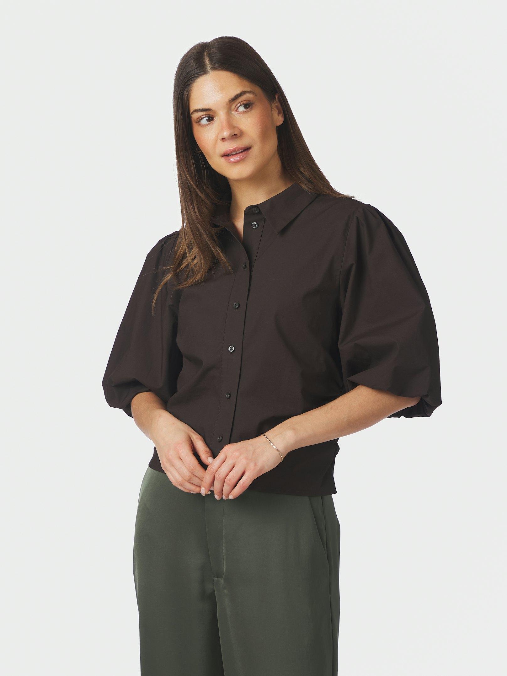 Hemd Ismara Solid Dark brown Hemd Neo Noir