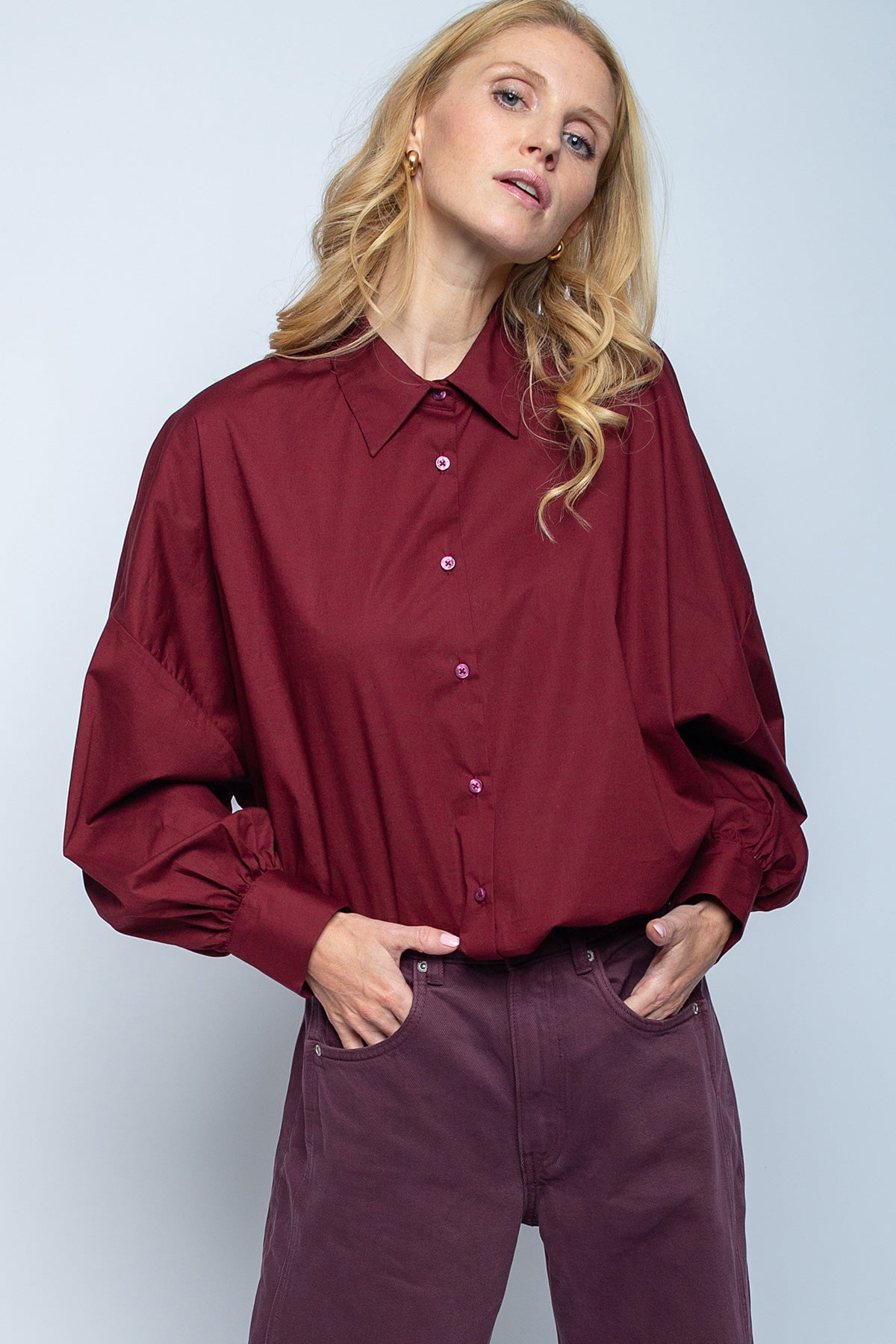 Hemd mit klassischem Kragen bordeaux Hemd Emily van den Bergh