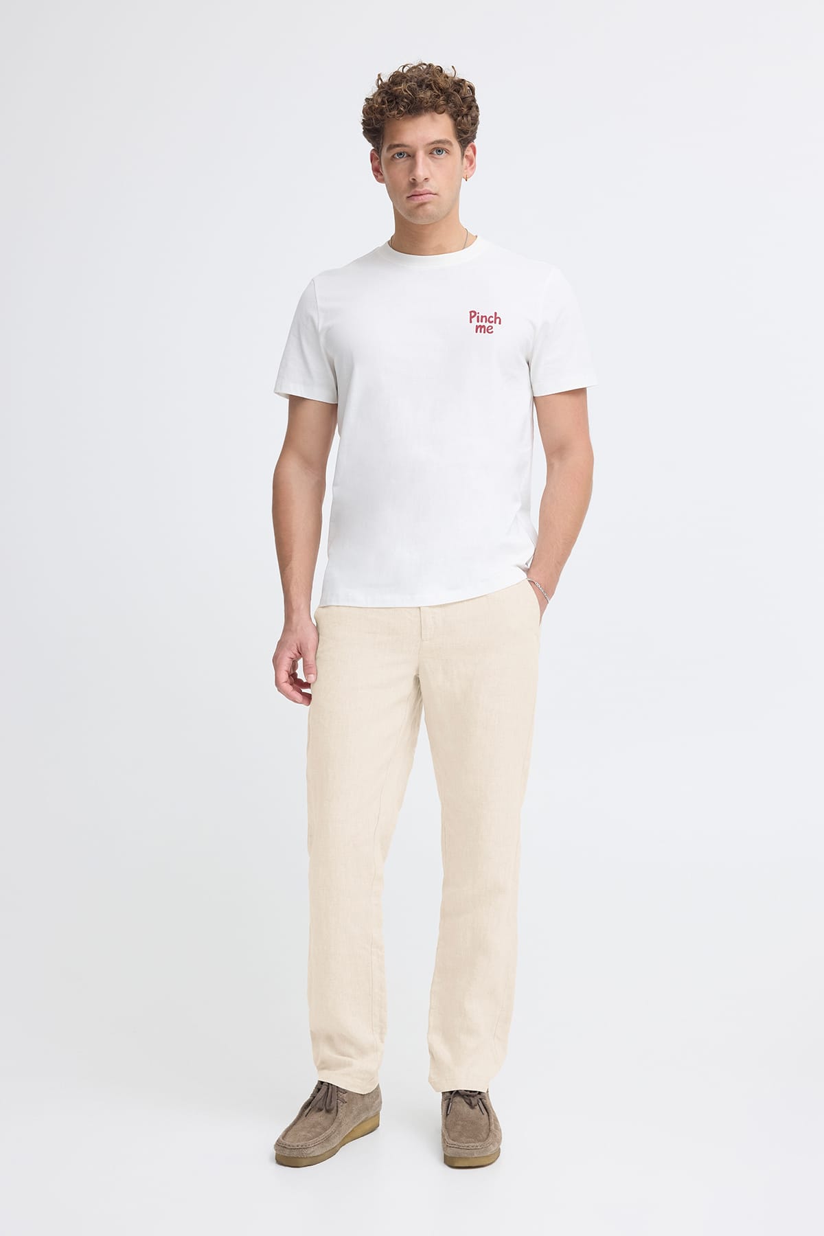 Hose CFPANDRUP LINEN PANT Plaza Taupe Melange Hose Casual Friday