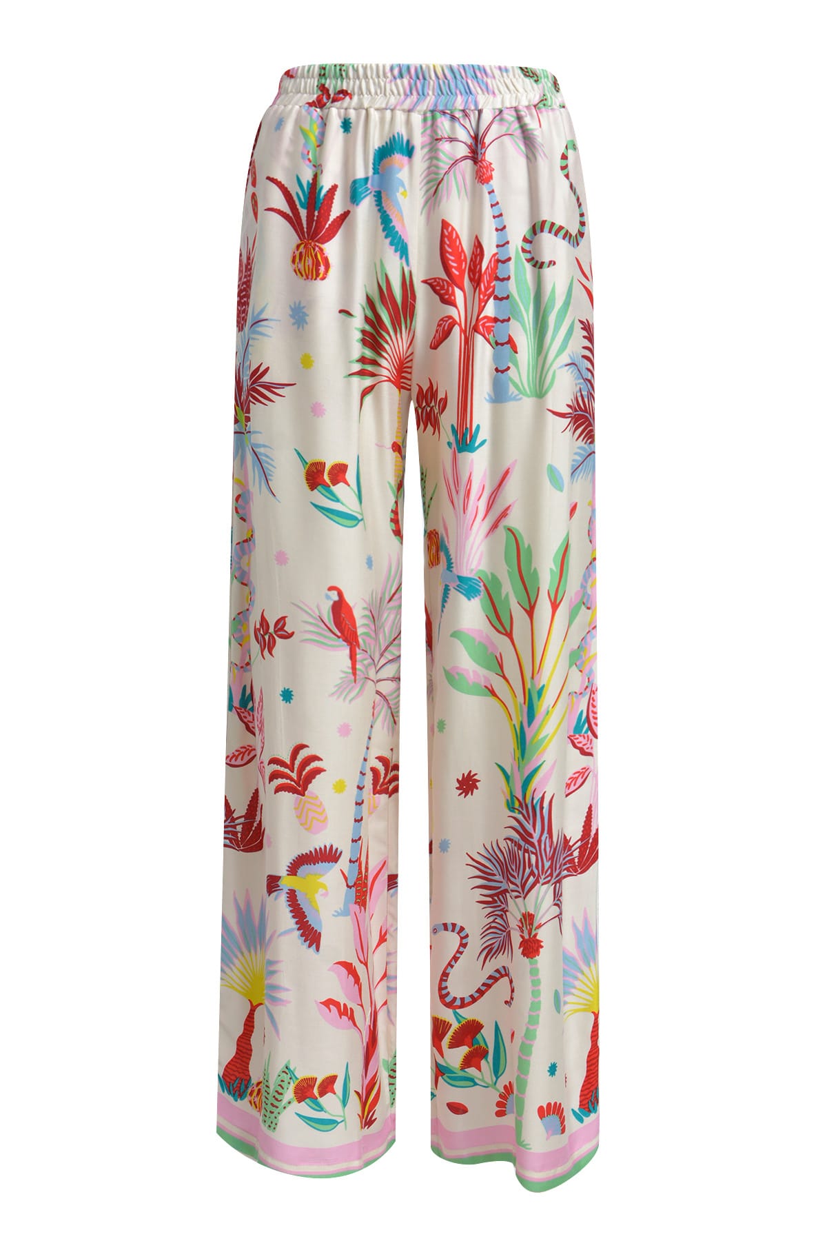 Hose wideleg pants, elastic waist, french pockets sand print Hose Milano
