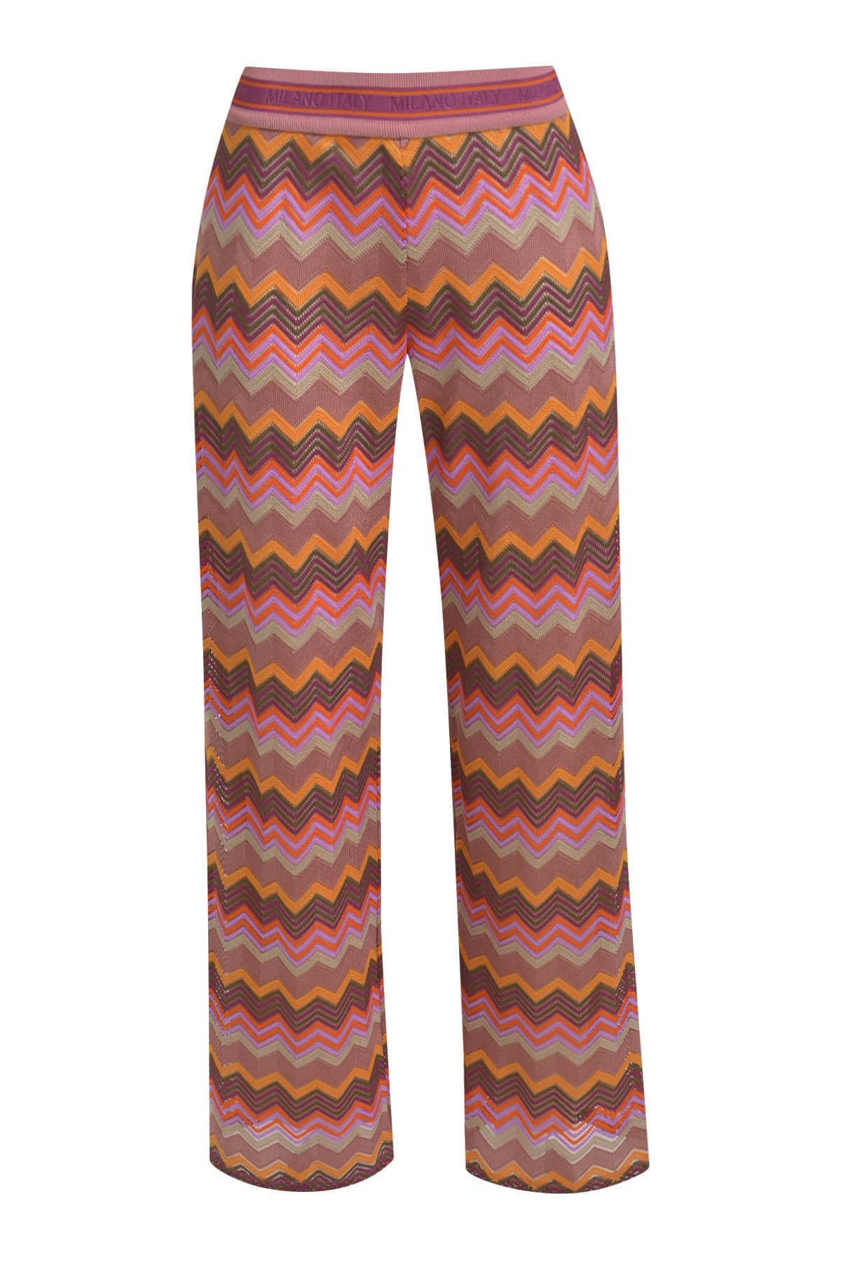 Hose wideleg pants w elastic waistband toffee print Hose Milano