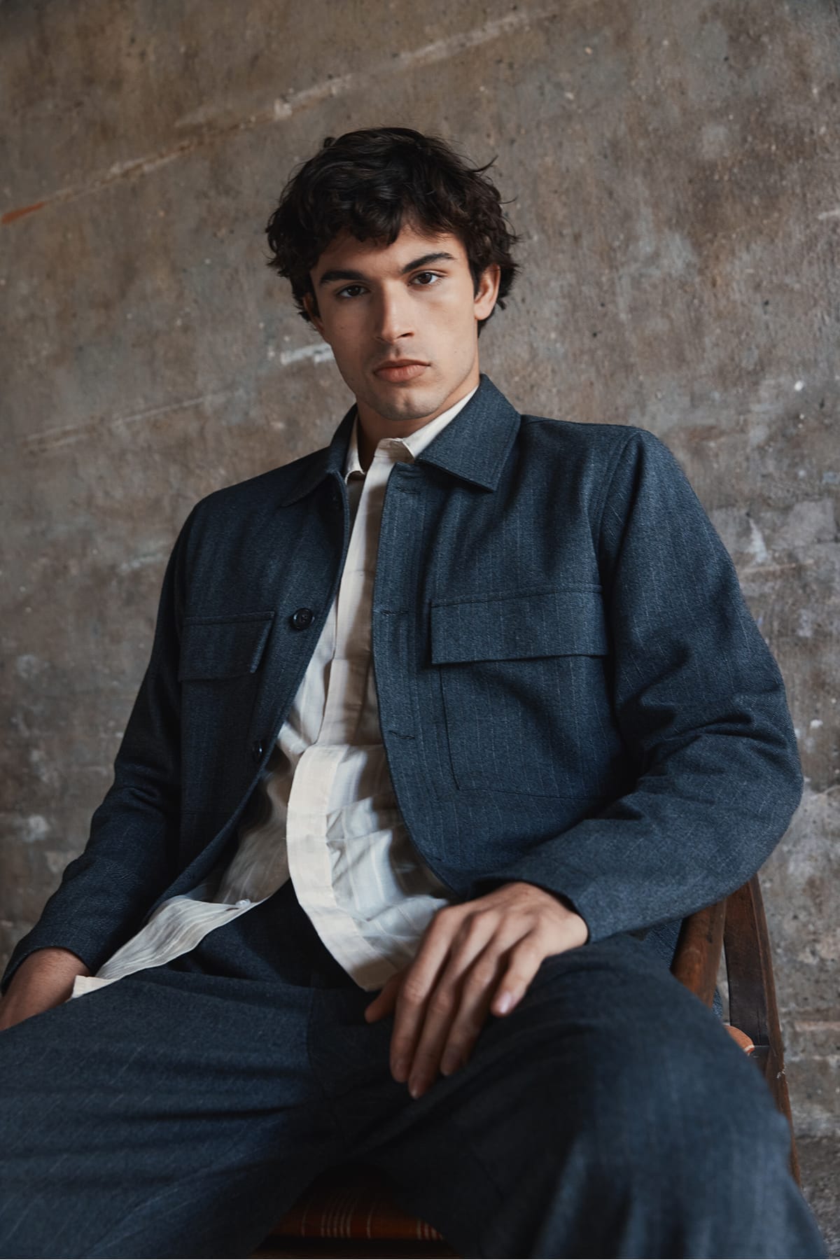 Jacke CFELLIS 0229 striped shacket Dark grey melange Jacke Casual Friday