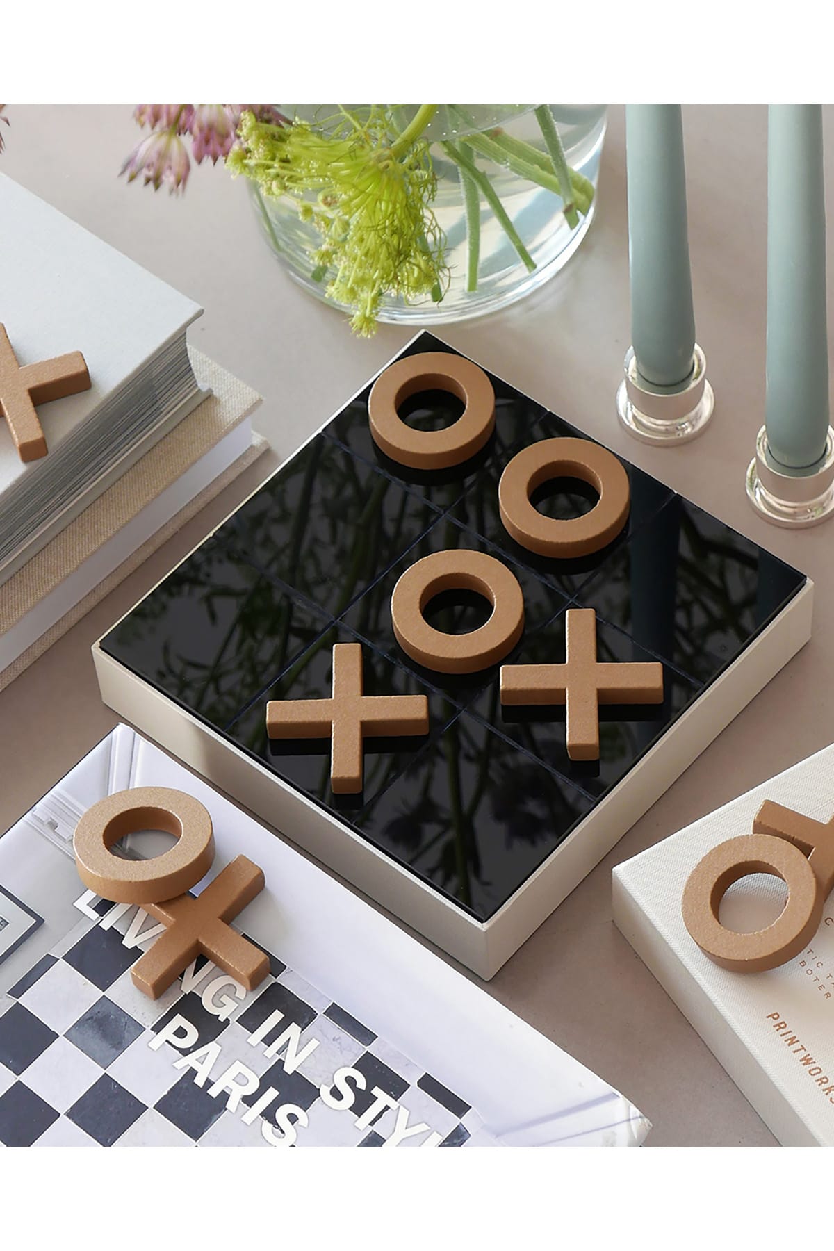 Klassisches Spiel Tic Tac Toe Beige Klassisches Spiel Printworks