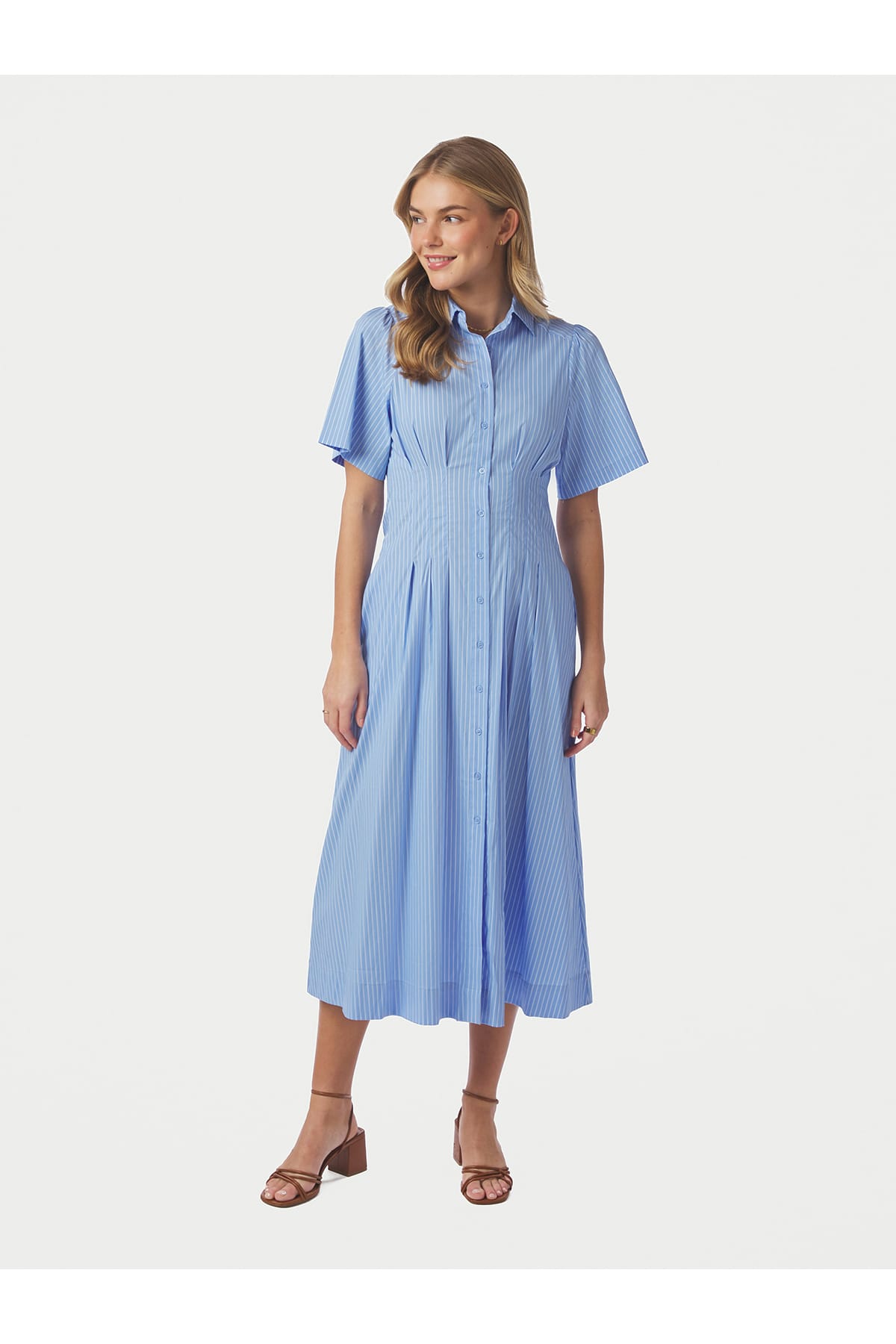 Kleid Baia Stripe Poplin Dress Light Blue Kleid Neo Noir