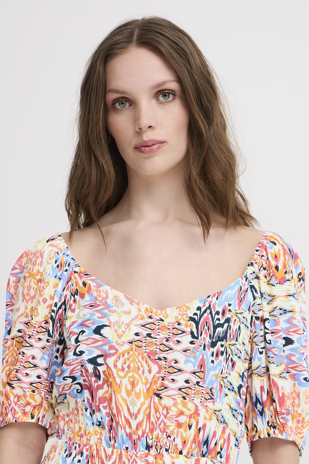Kleid IHMARRAKECH AOP DR22 Geranium Multi Ikat Aop Kleid ICHI