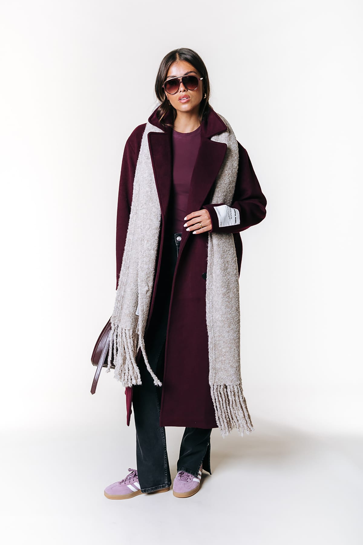 Mantel Zania Double Breasted Wool Burgundy Mantel Colourful Rebel