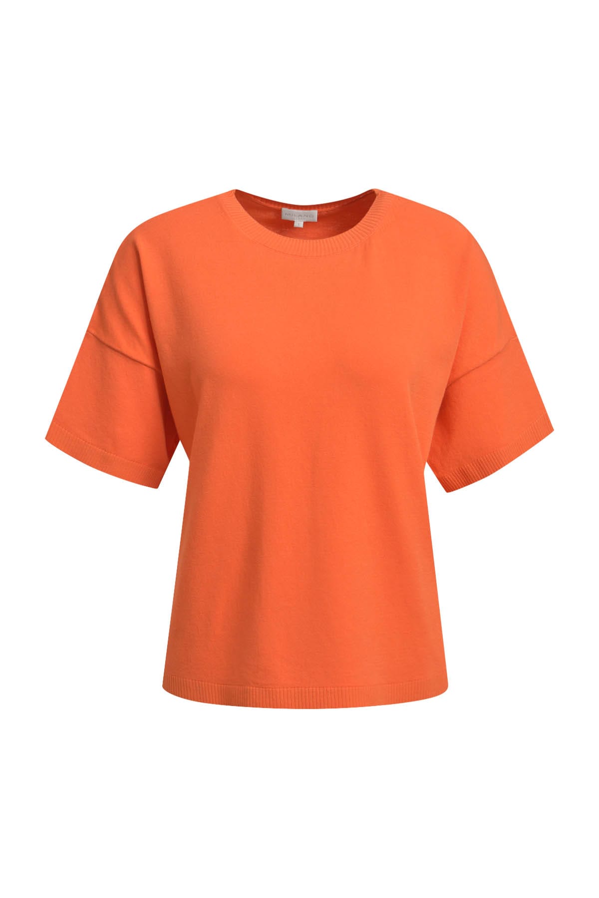 Pullover 1/2 sleeve boxy w roundneck orange Pullover Milano