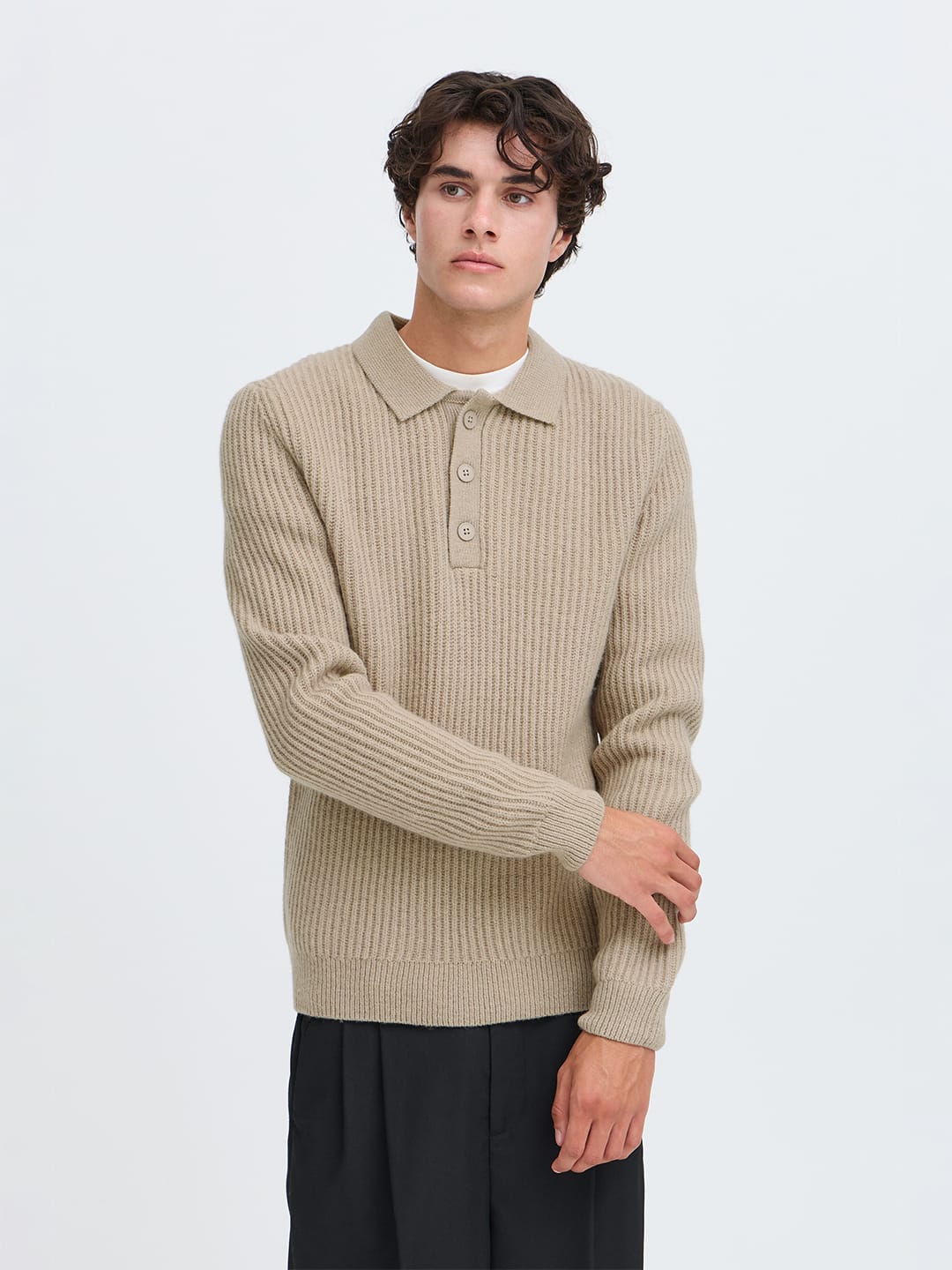 Pullover CFALBRET 0335 POLO KNIT Pure Cashmere Pullover Casual Friday