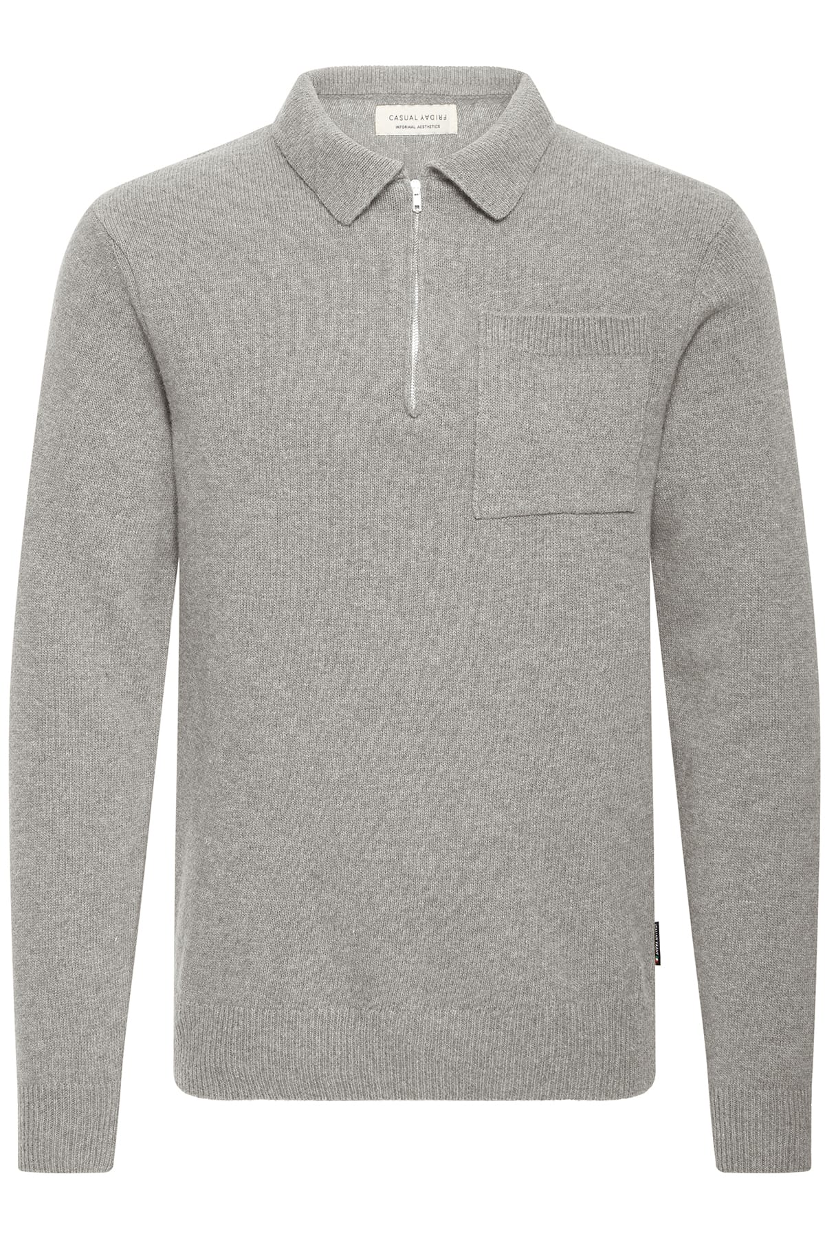 Pullover CFFELIPO LAMBSWOOL POLO KNIT Monument Melange Pullover Casual Friday