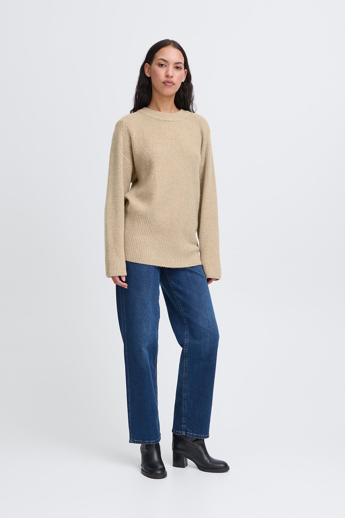 Pullover IHDUCIE LS Oatmeal Melange Pullover ICHI