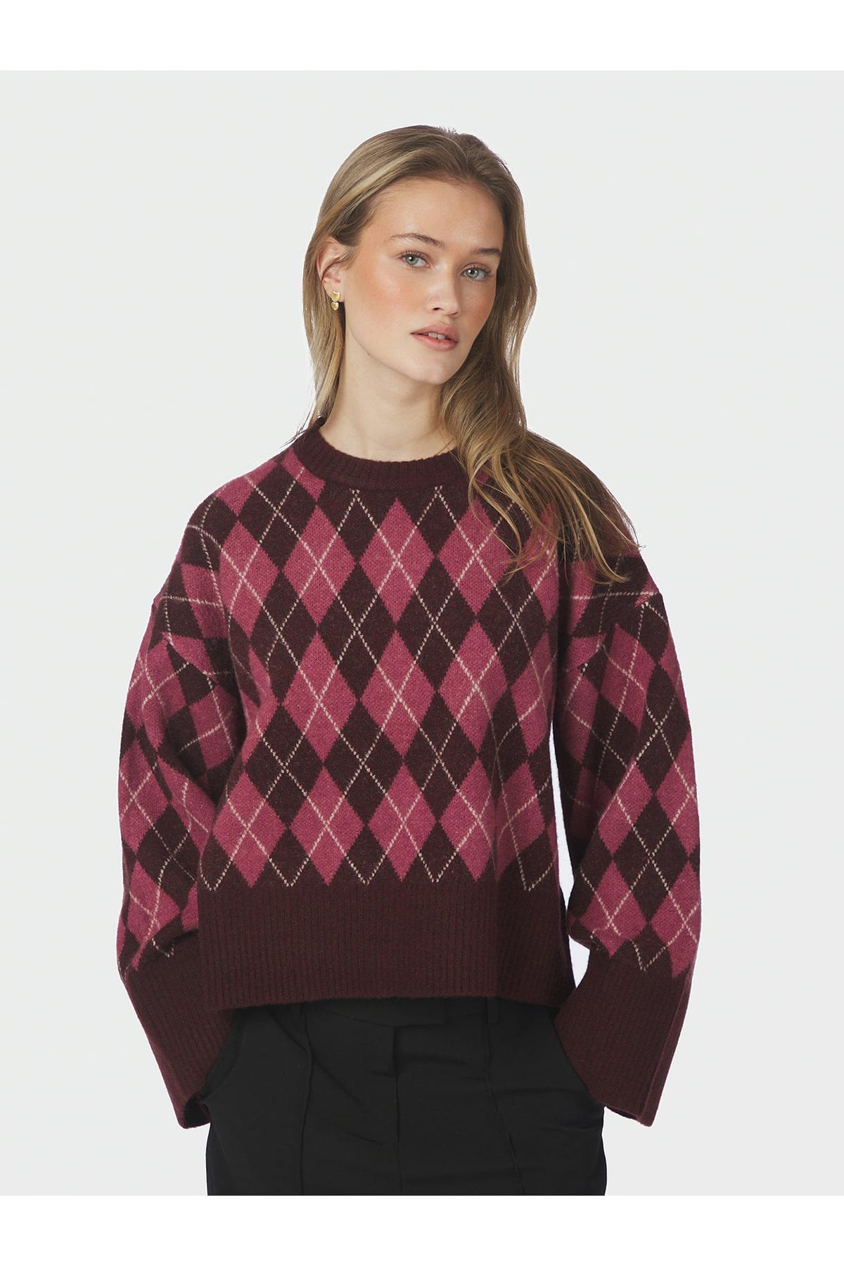 Pullover Kick Check Knit Wine Pullover Neo Noir