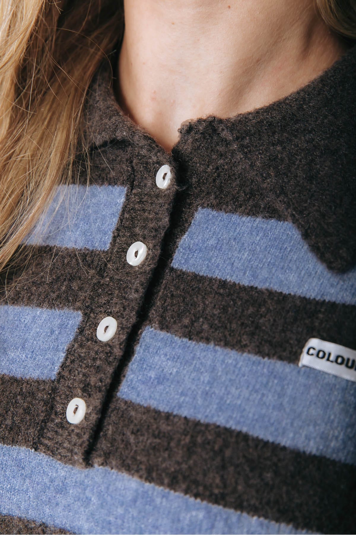 Pullover Linsey Striped Fluffy Knitted Brown / Blue Pullover Colourful Rebel
