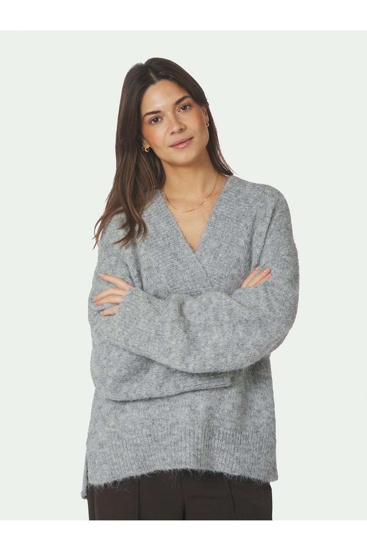 Pullover Melli Fluffy Knit Grey melange Pullover Neo Noir