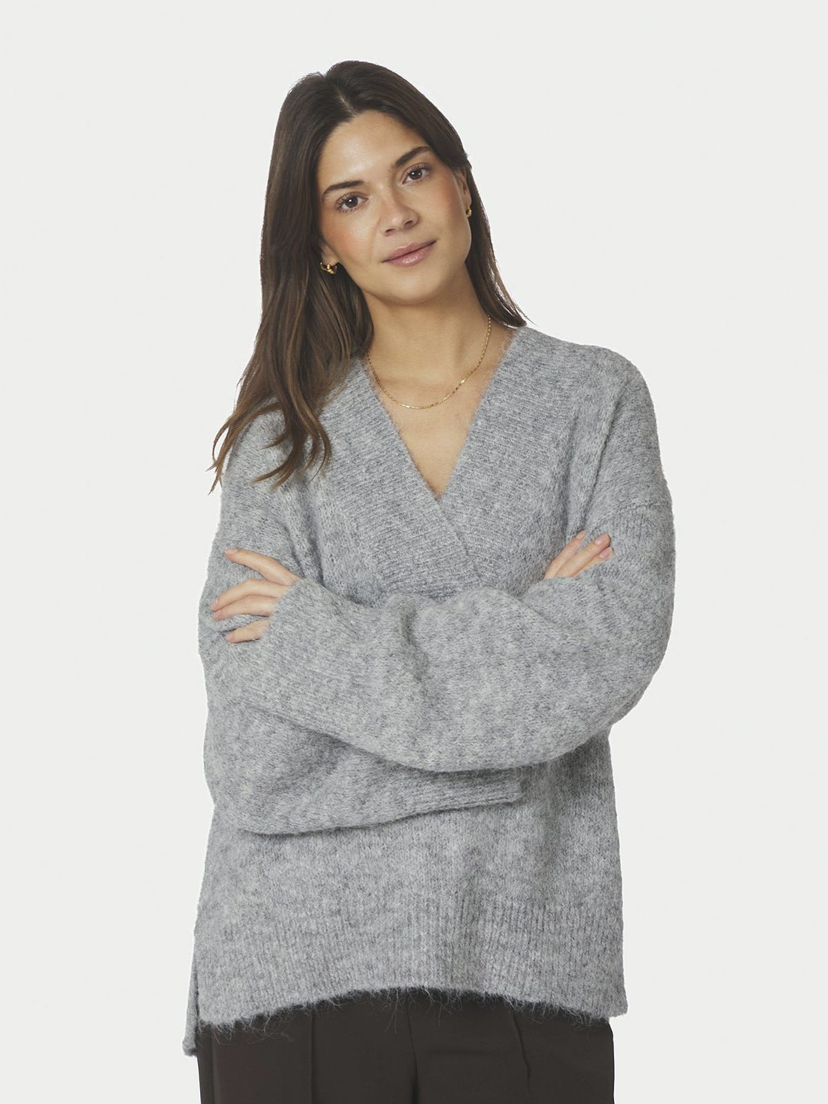 Pullover Melli Fluffy Knit Grey melange Pullover Neo Noir