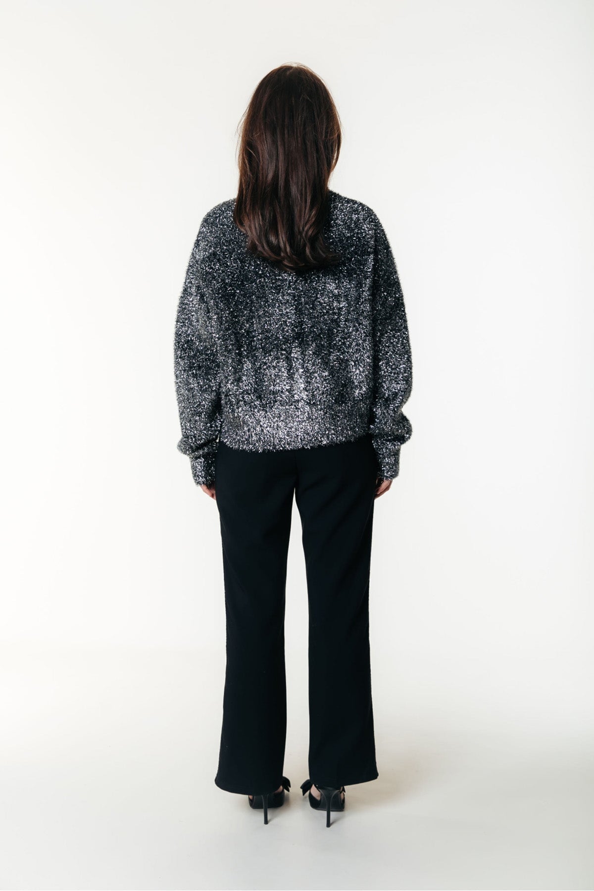 Pullover Olivia Crewneck Knitted Sweater Metallic silver Pullover Colourful Rebel