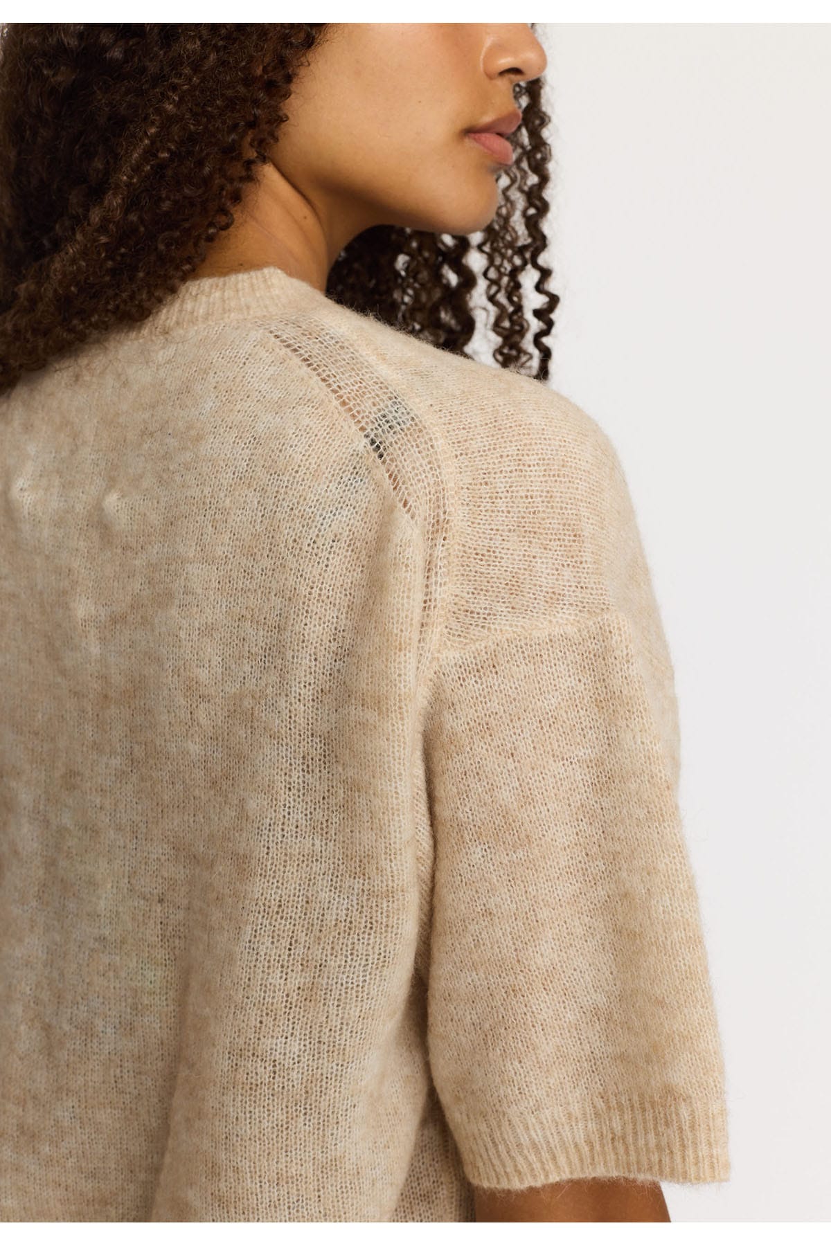 Pullover Shortsleeve Knit Offwhite-melange Pullover Selfhood