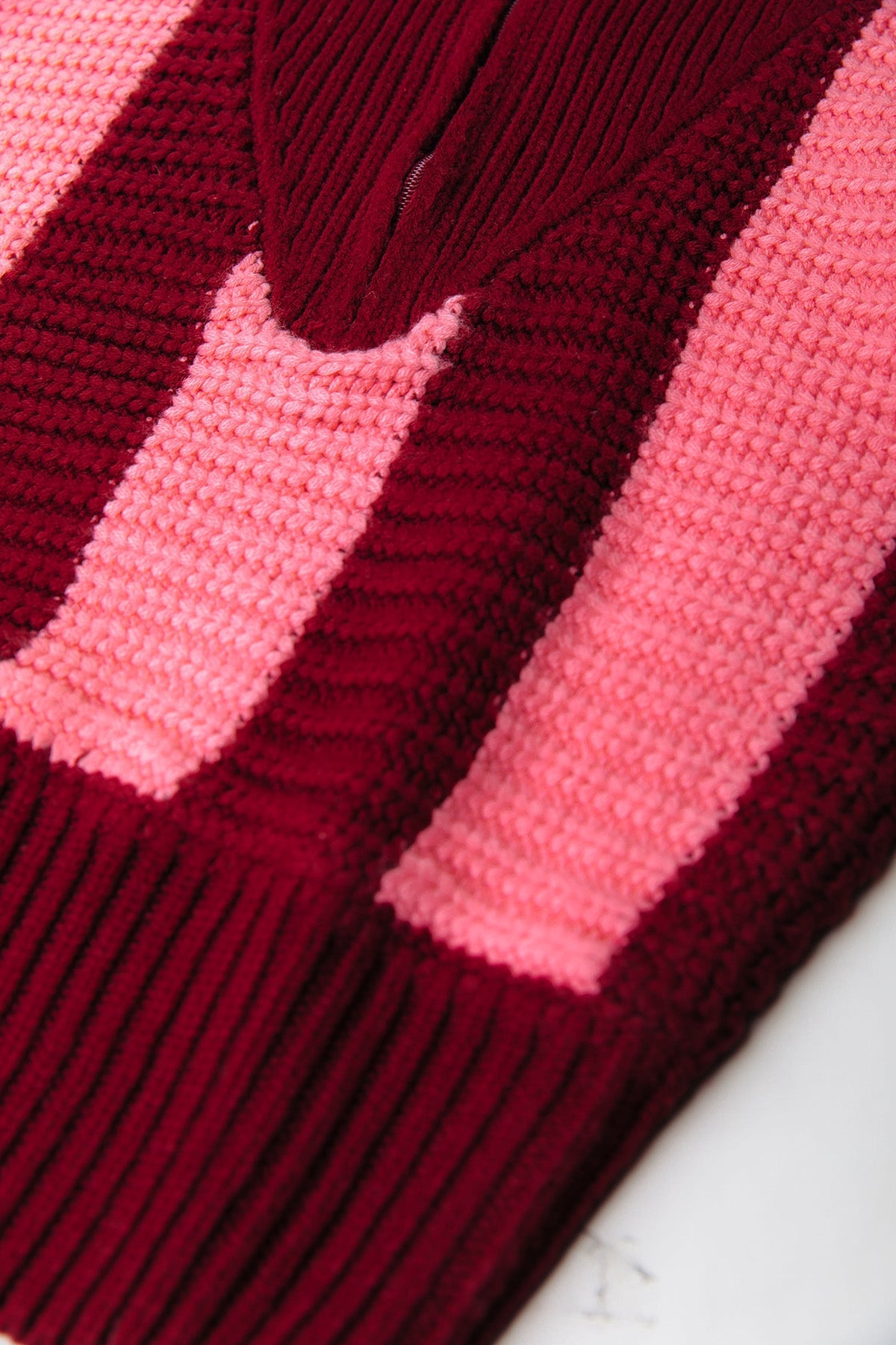 Pullover Yfke Stripe Knitwear Zip Pullover Pink / Red Pullover Colourful Rebel