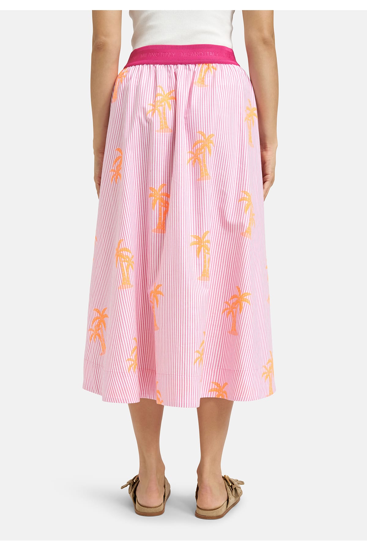 Rock midi skirt w elastic wb pink print Rock Milano