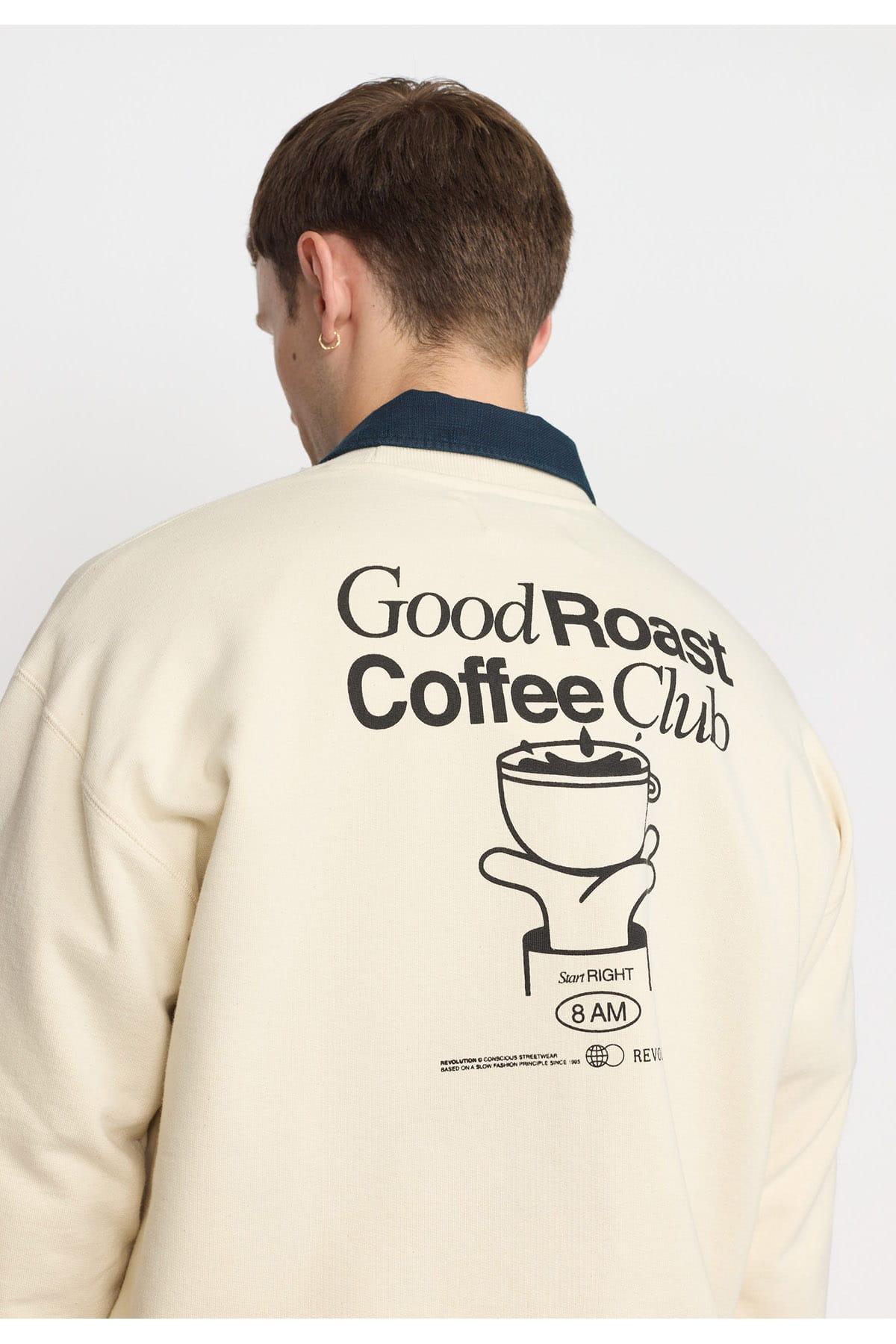 Sweatshirt Printed Crewneck Coffee Club Offwhite Sweatshirt RVLT Revolution