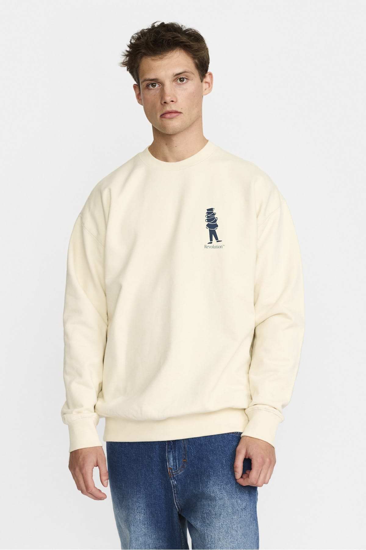 Sweatshirt Printed Crewneck Offwhite Sweatshirt RVLT Revolution