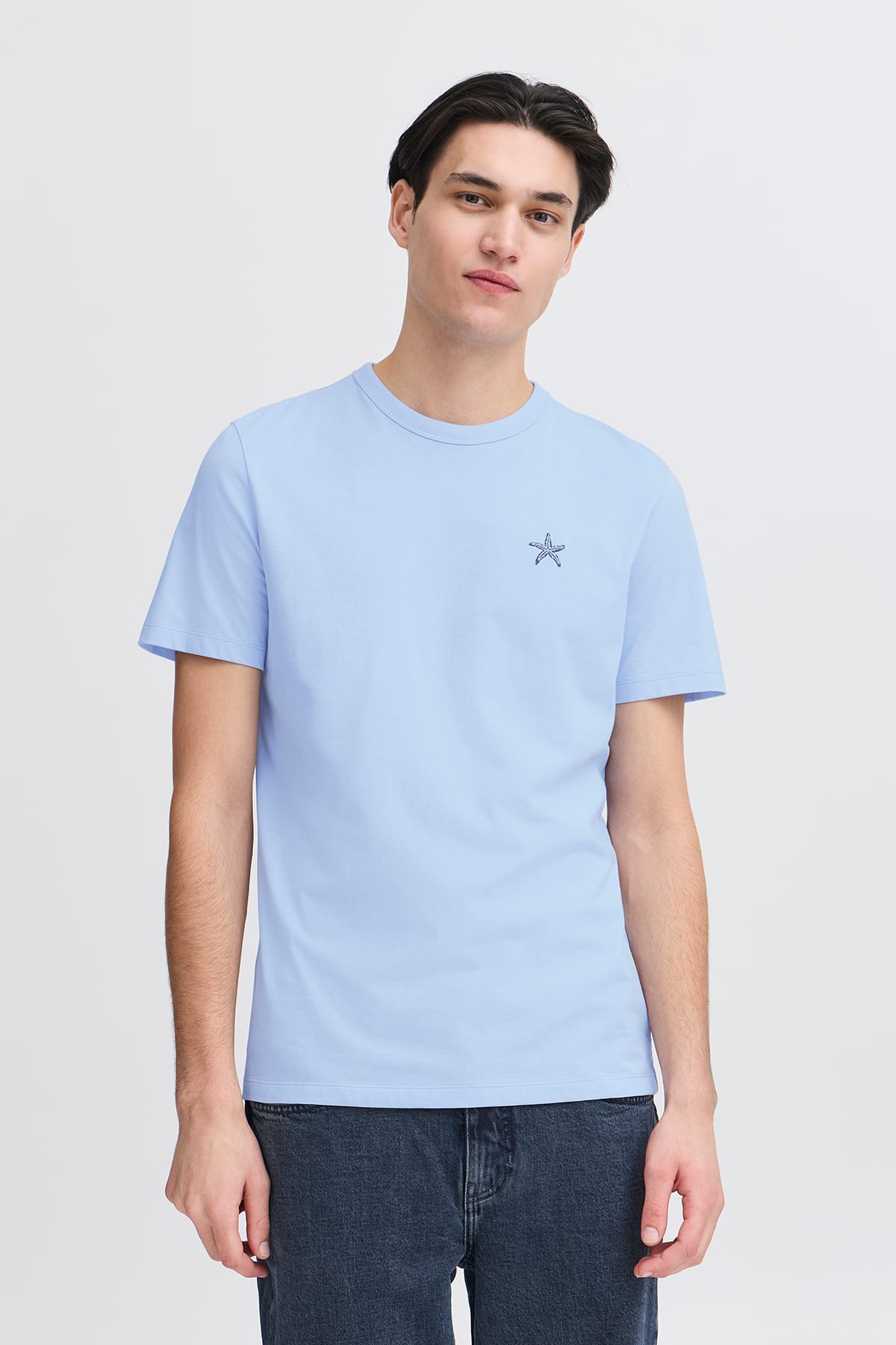 T-Shirt CFEMMET tee with embroidery Chambray Blue T-Shirt Casual Friday