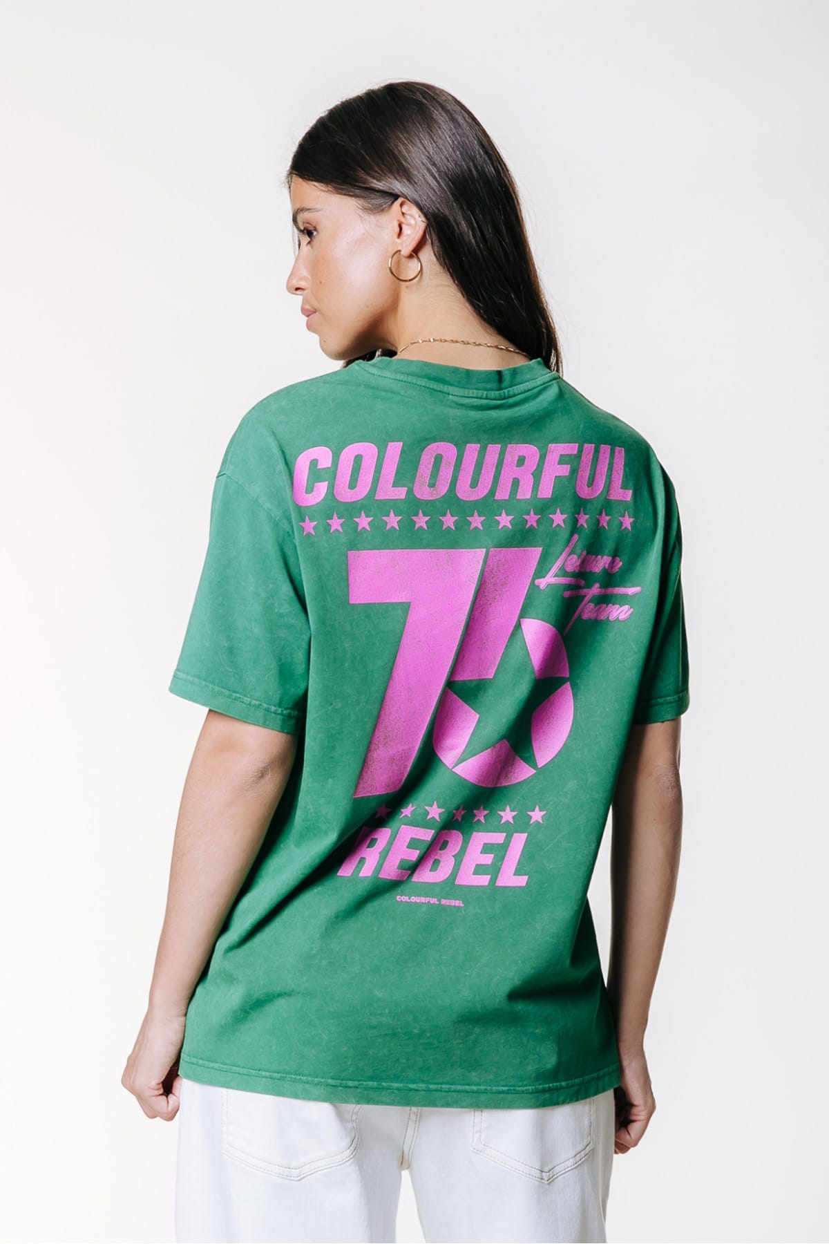 T-Shirt CR 76 Acid Wash Loosefit Off Green T-Shirt Colourful Rebel