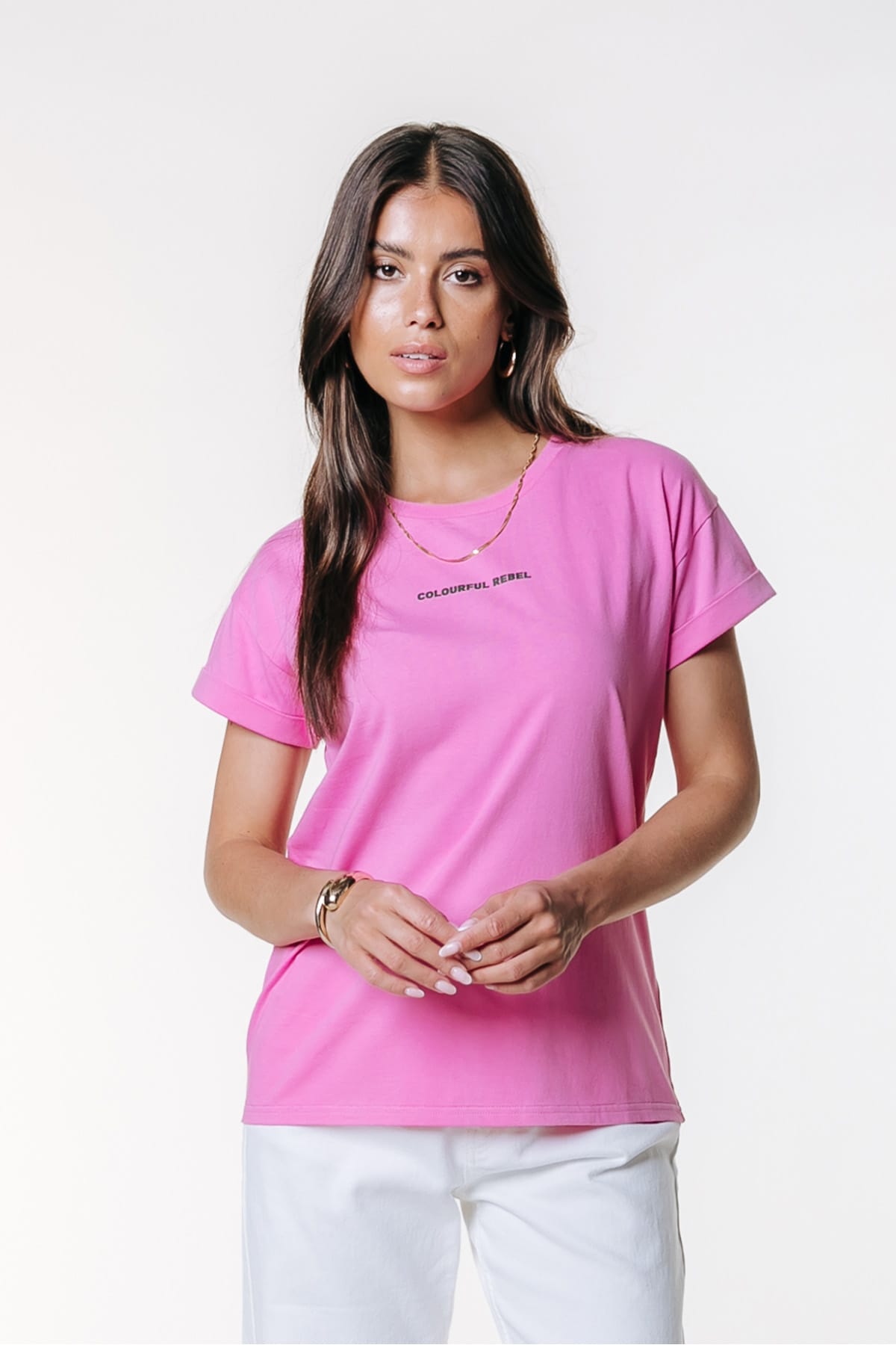 T-Shirt Uni Logo Boxy Light pink T-Shirt Colourful Rebel