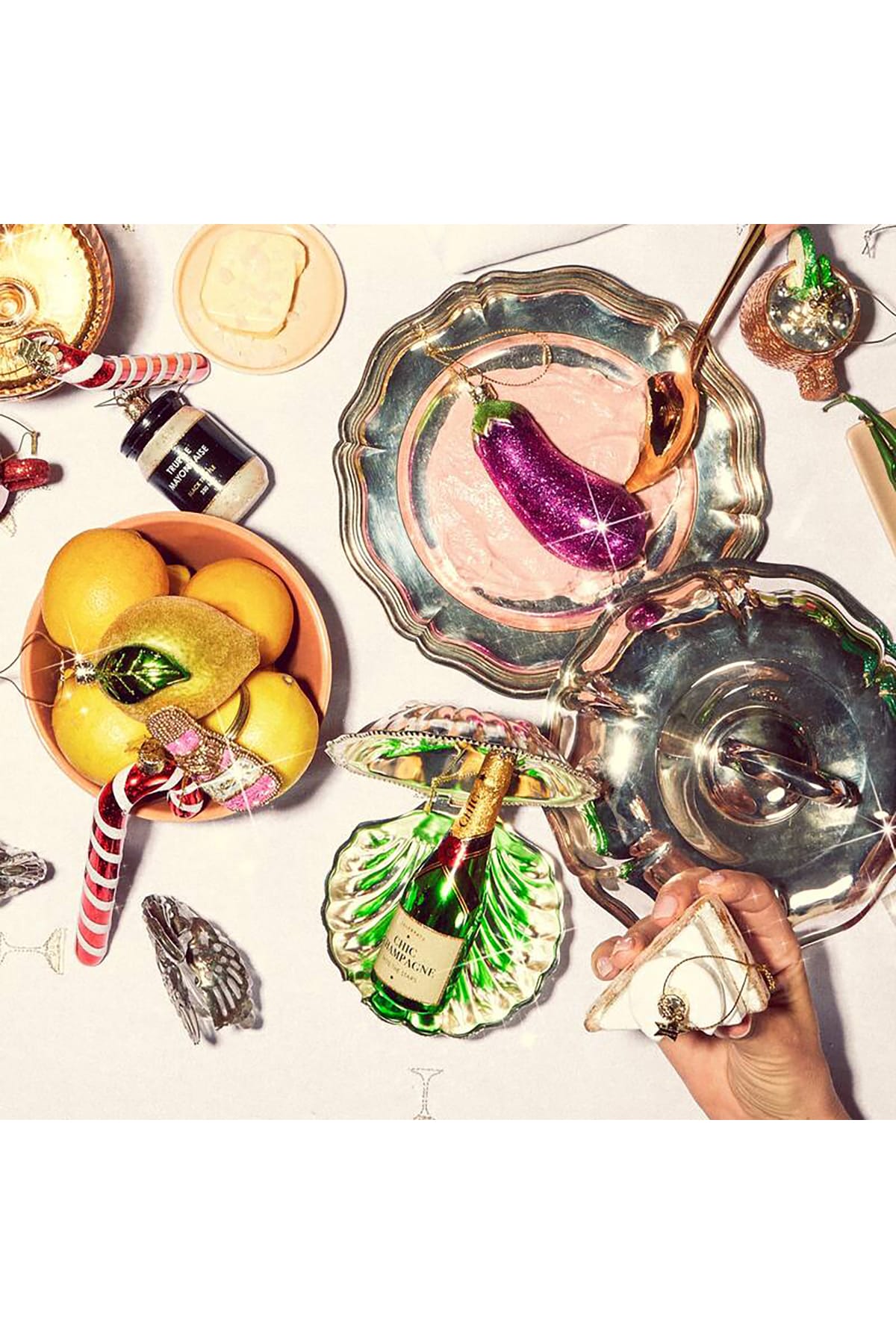 Weihnachtsbaumschmuck Ornament glass green luxury champagne bottle Weihnachtsbaumschmuck Vondels