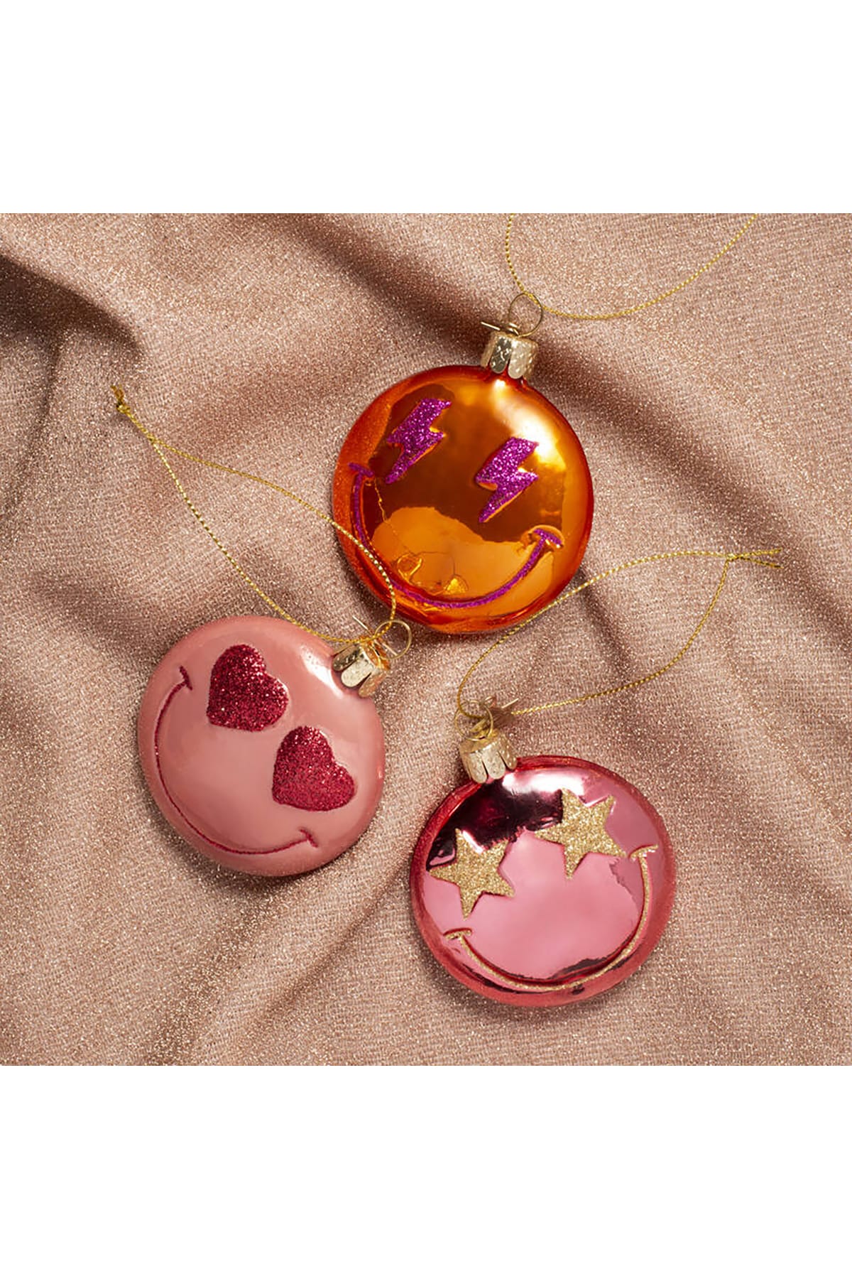 Weihnachtsbaumschmuck Ornament glass pink orange smiley Weihnachtsbaumschmuck Vondels