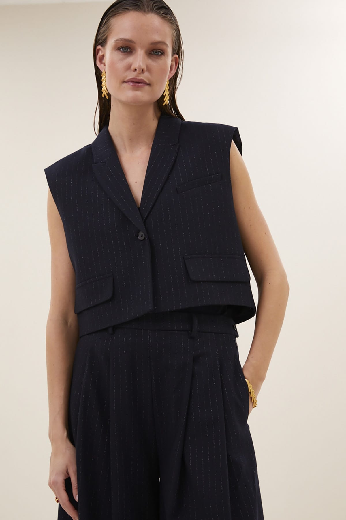 Weste bobi sparkle stripe gilet midnight Weste By Bar