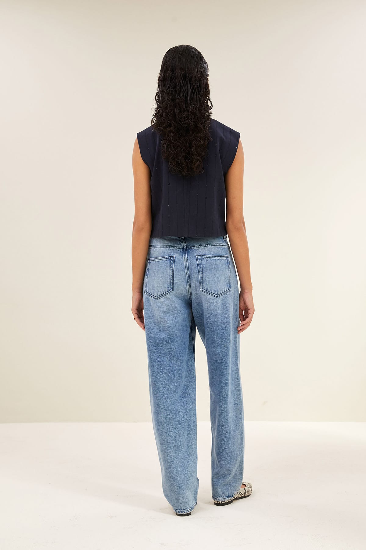 Weste nori sparkle gilet navy lurex stripe Weste By Bar