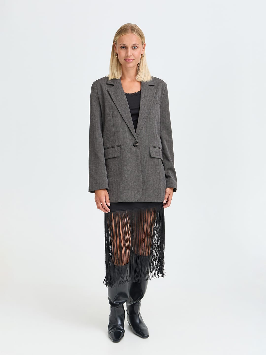 Blazer FRNOVIE BLA 1 BLACK AND GRAY HERRINGBONE Blazer Fransa 