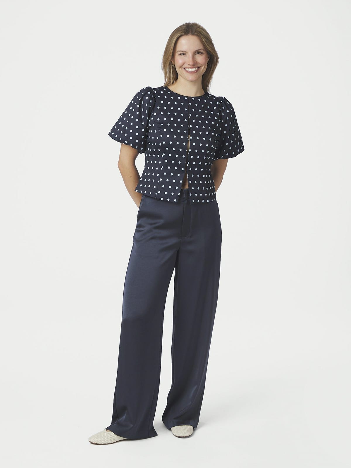 Bluse Anela Dot Navy Bluse Neo Noir 